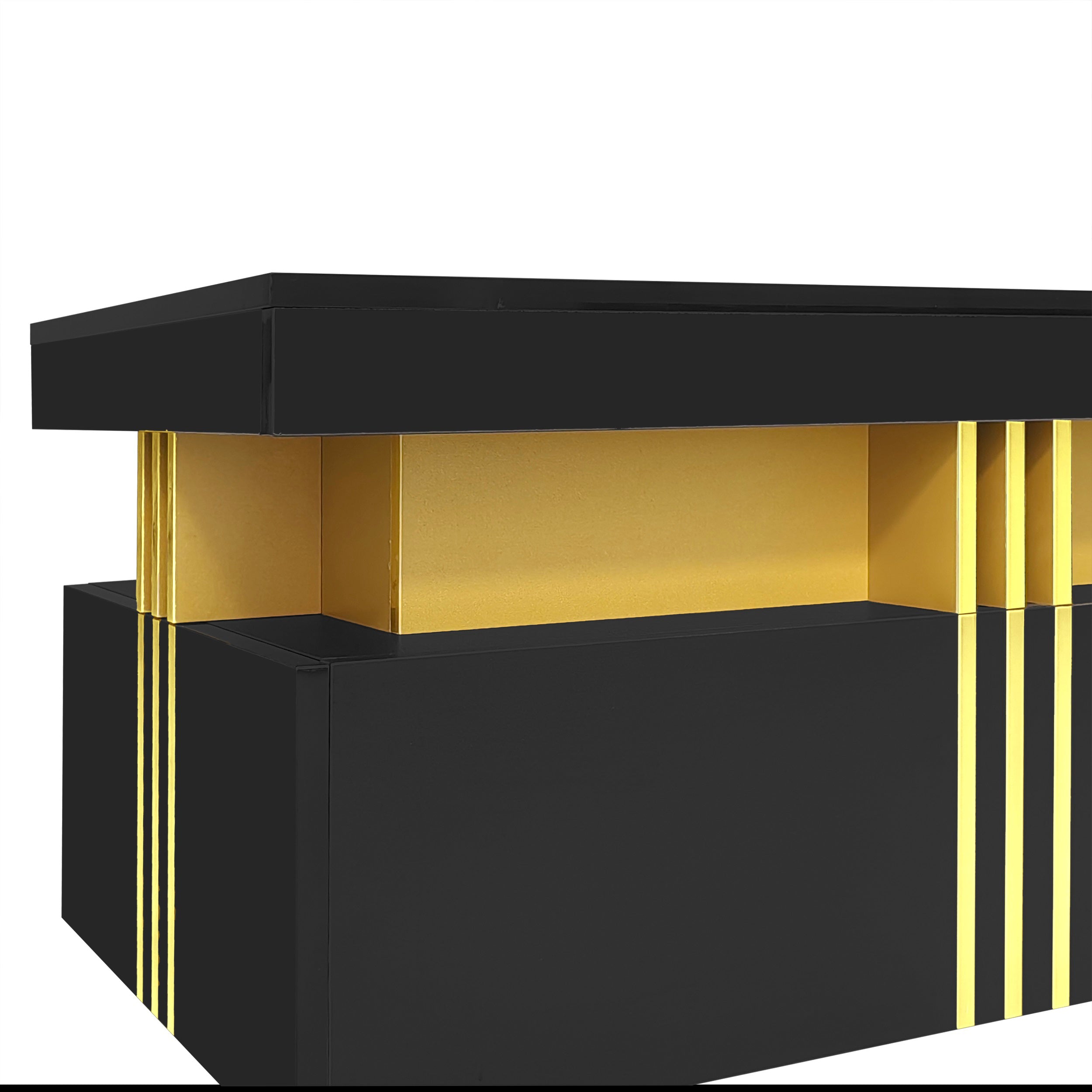 Logidon Zwarte tv-wandmeubelset 2 tv-kast salontafel marmerlook