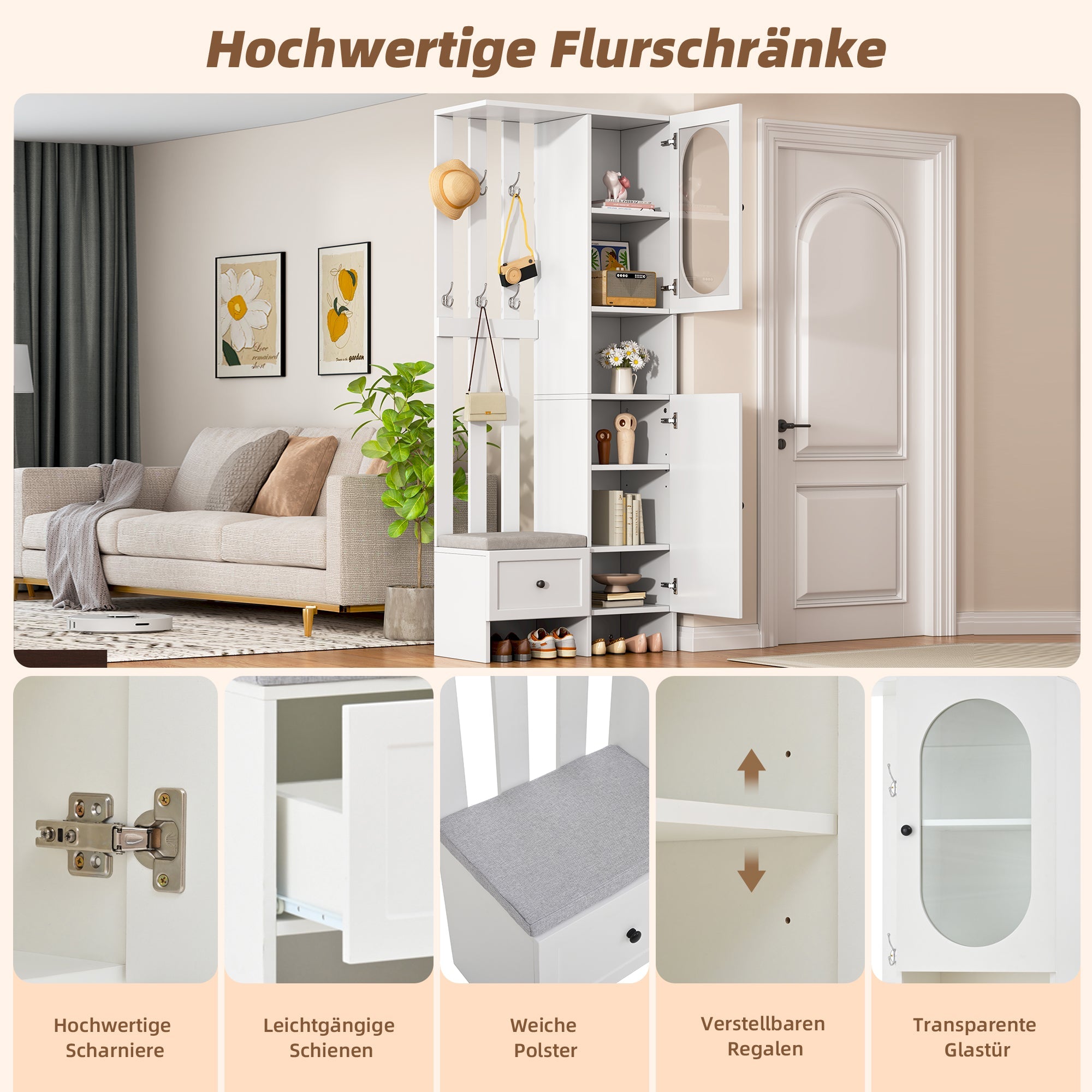 Logidon compacte kledingkast 85x33,5x200 cm wit 2 kasten