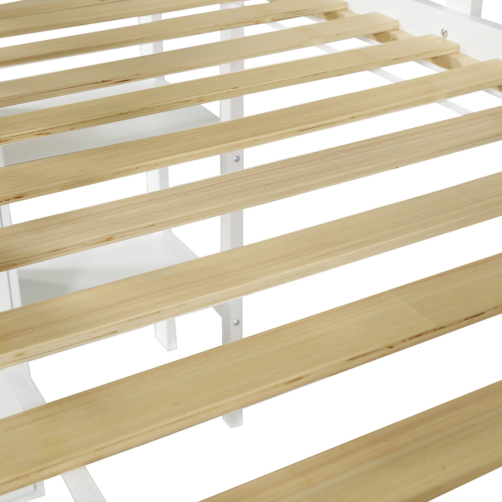 Logidon hoogslaper 90x200 cm met glijbaan en kledingkast wit naturel