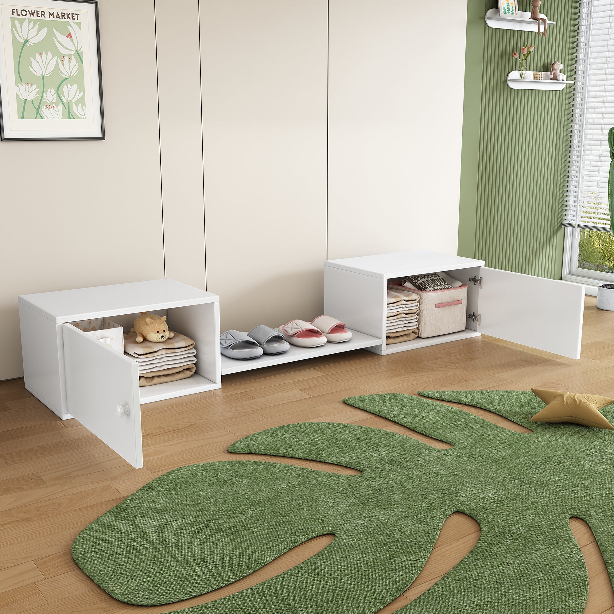 Logidon Shoe Cabinet White 189x40x34.5 cm - Versatile shoe bench