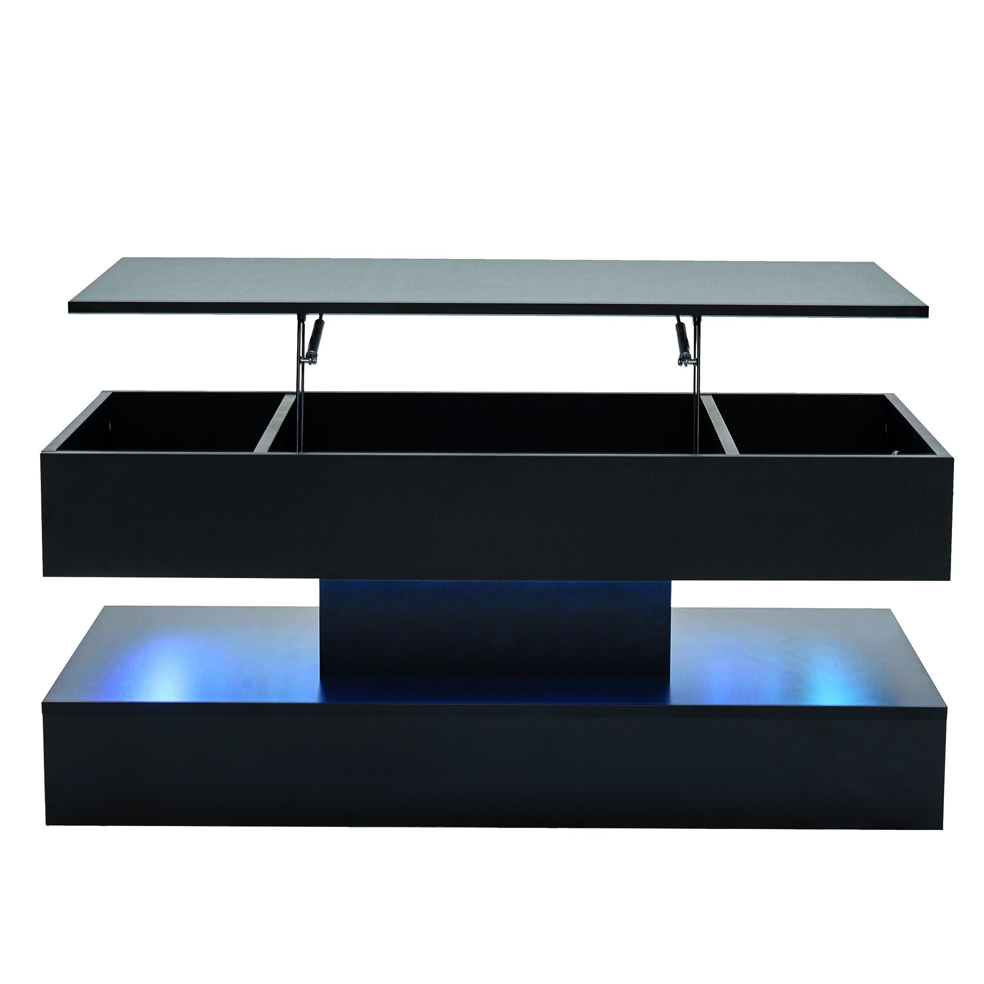 Logidon LED Salontafel met verborgen opbergruimte 100x50 cm Zwart
