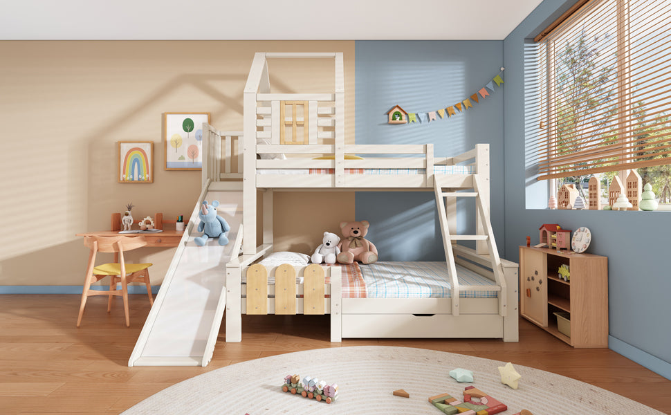 Logidon stapelbed 90x200/140x200 schuiflaadladder blokhut design