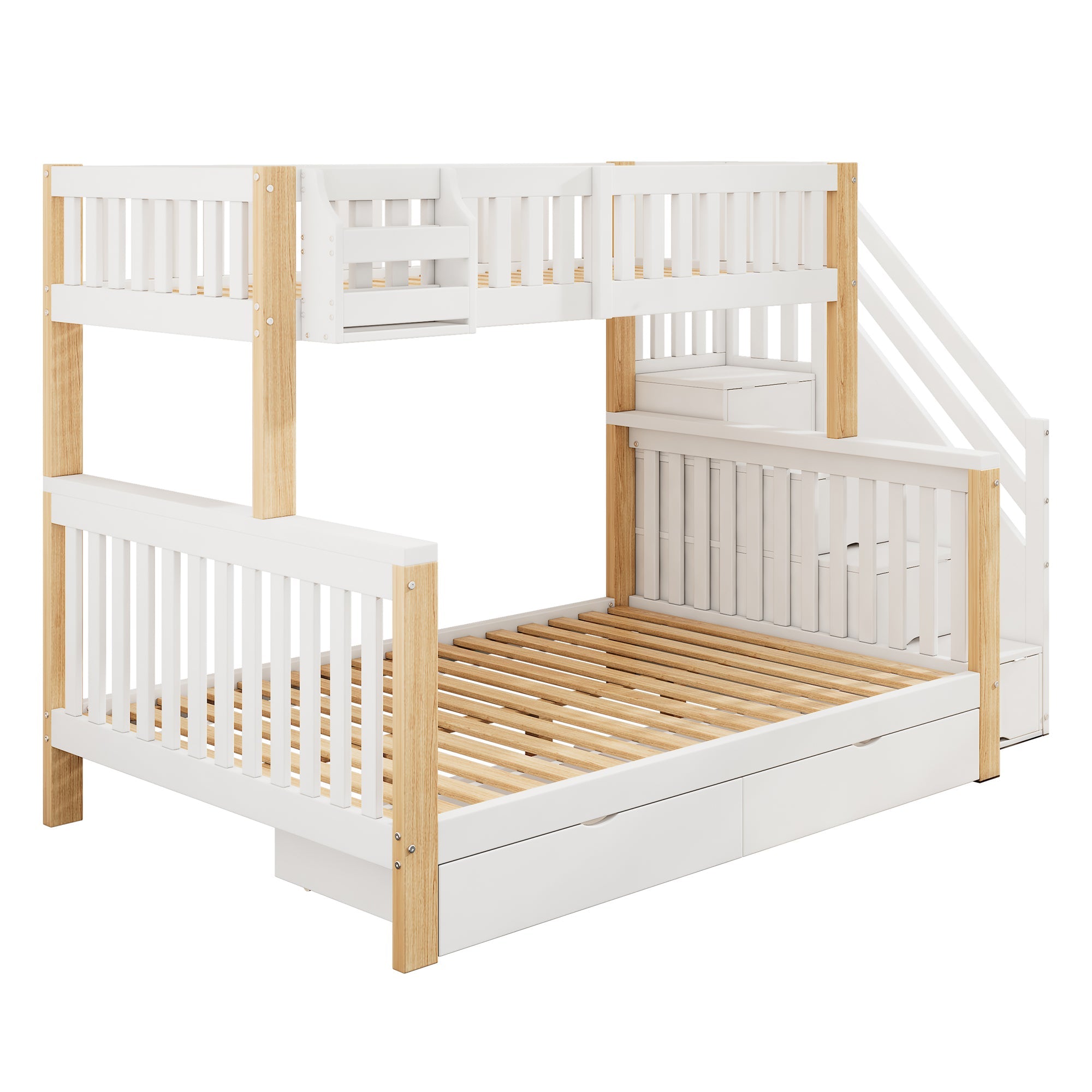 Logidon kinderstapelbed tweepersoonsbed met opbergruimte 140x200 wit naturel