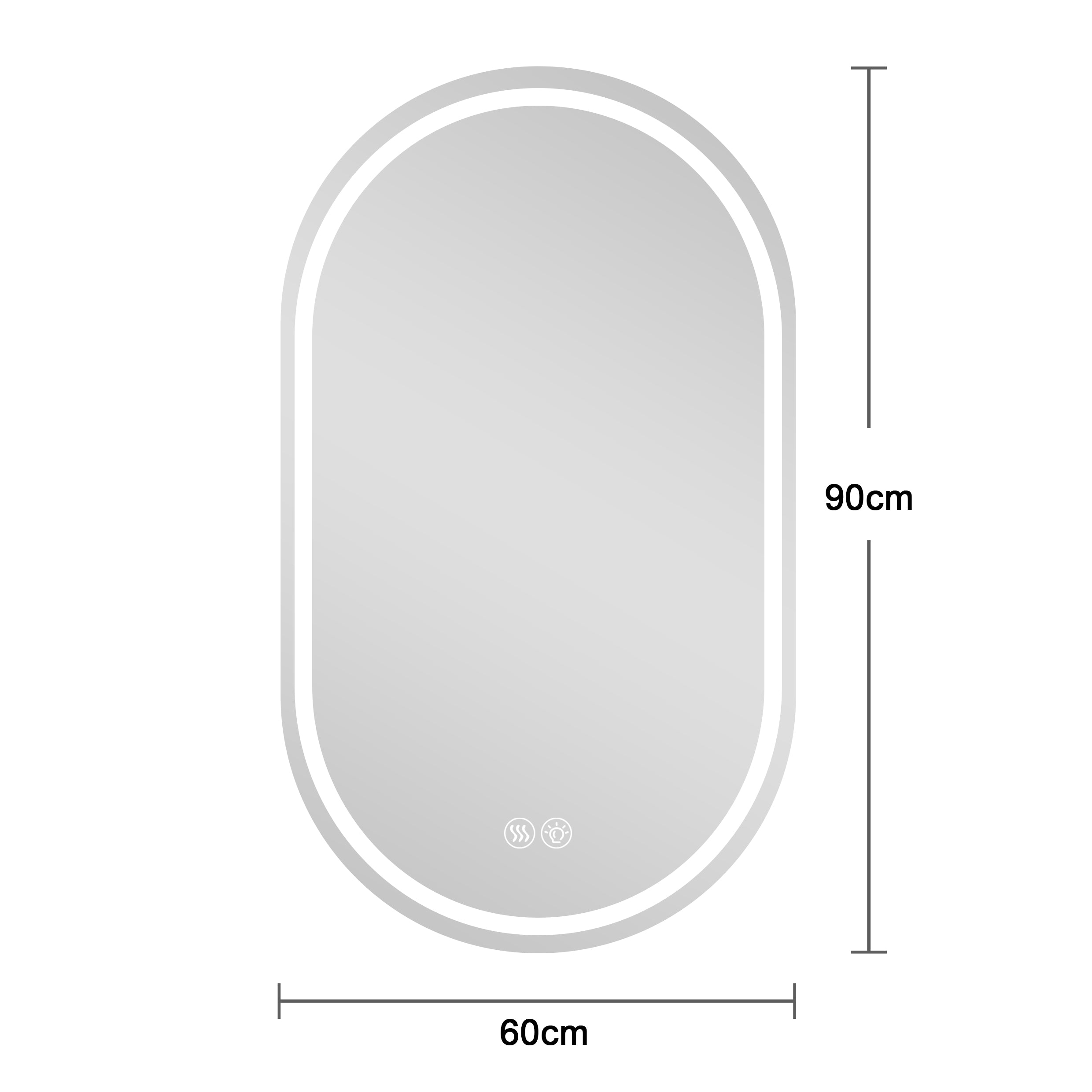 Logidon LED badkamerspiegel 60x90cm ovaal frameloos condensvrij