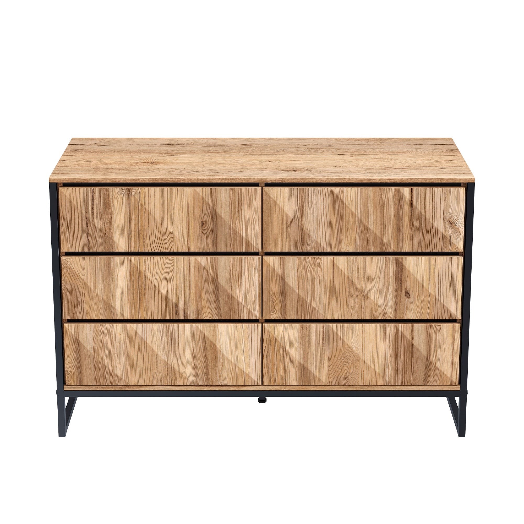 Logidon dressoir 120x40x80 zwart houtlook 6 lades