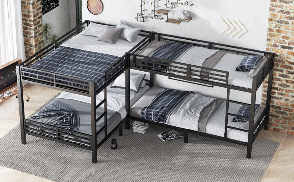 Logidon Stapelbed Metaal Zwart 90x200/140x200 Drietrapsladder