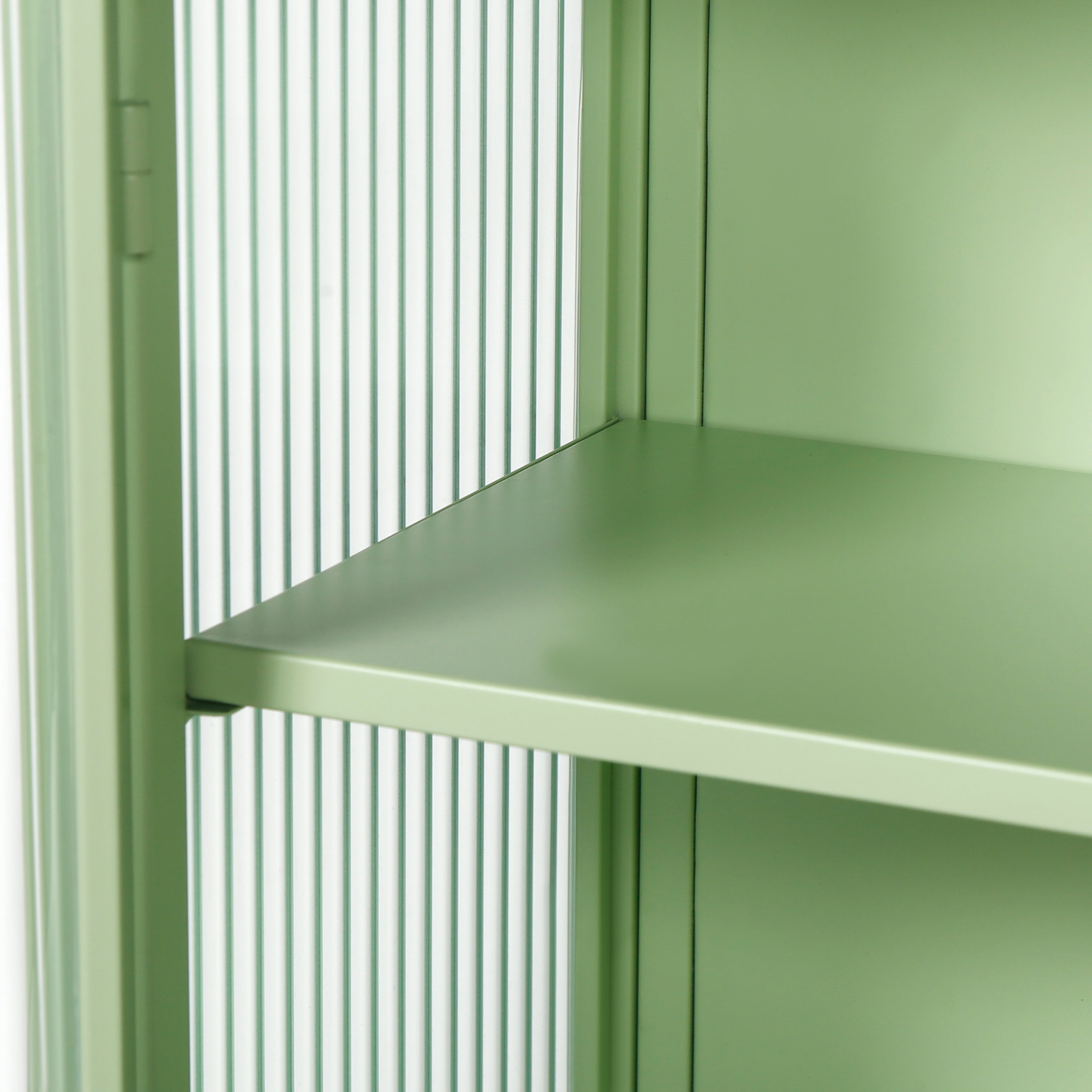 Logidon 70 cm glazen wandvitrinekast met twee deuren mintgroen drie niveaus