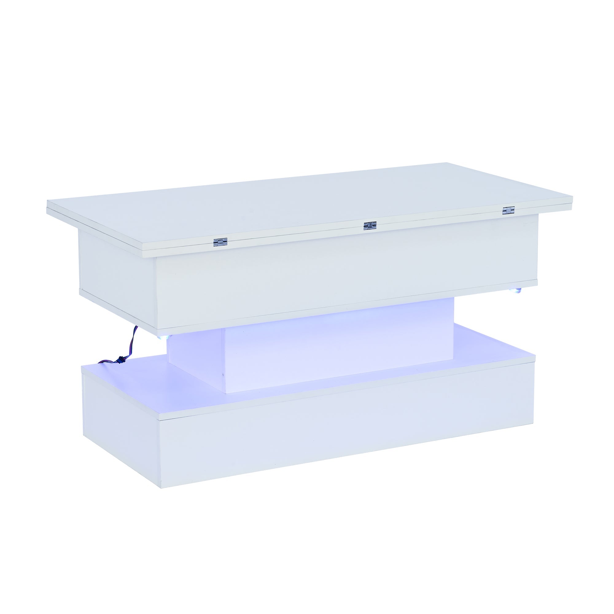 Logidon salontafel met USB-C oplaadaansluiting en LED-licht, in hoogte verstelbaar