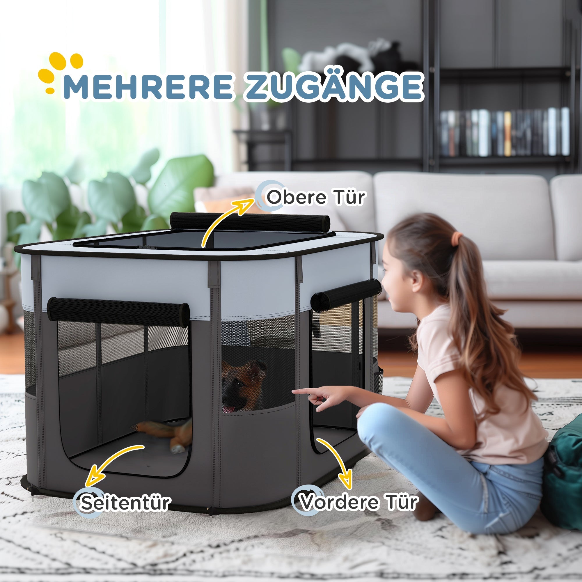 Logidon Puppy Run Opvouwbare Box Grijs 94 x 74 x 60 cm