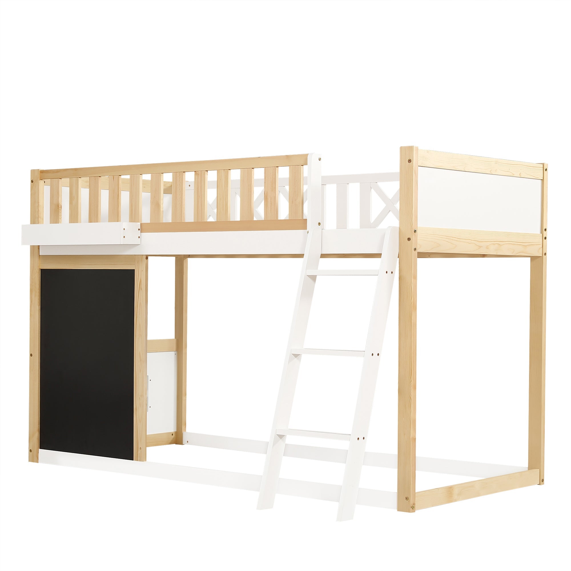 Logidon Kinderhoogslaper 90x200 met plankruimte en opbergruimte wit-naturel