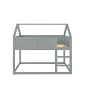 Logidon laag kinderbed 90x200 grijs met trap massief hout