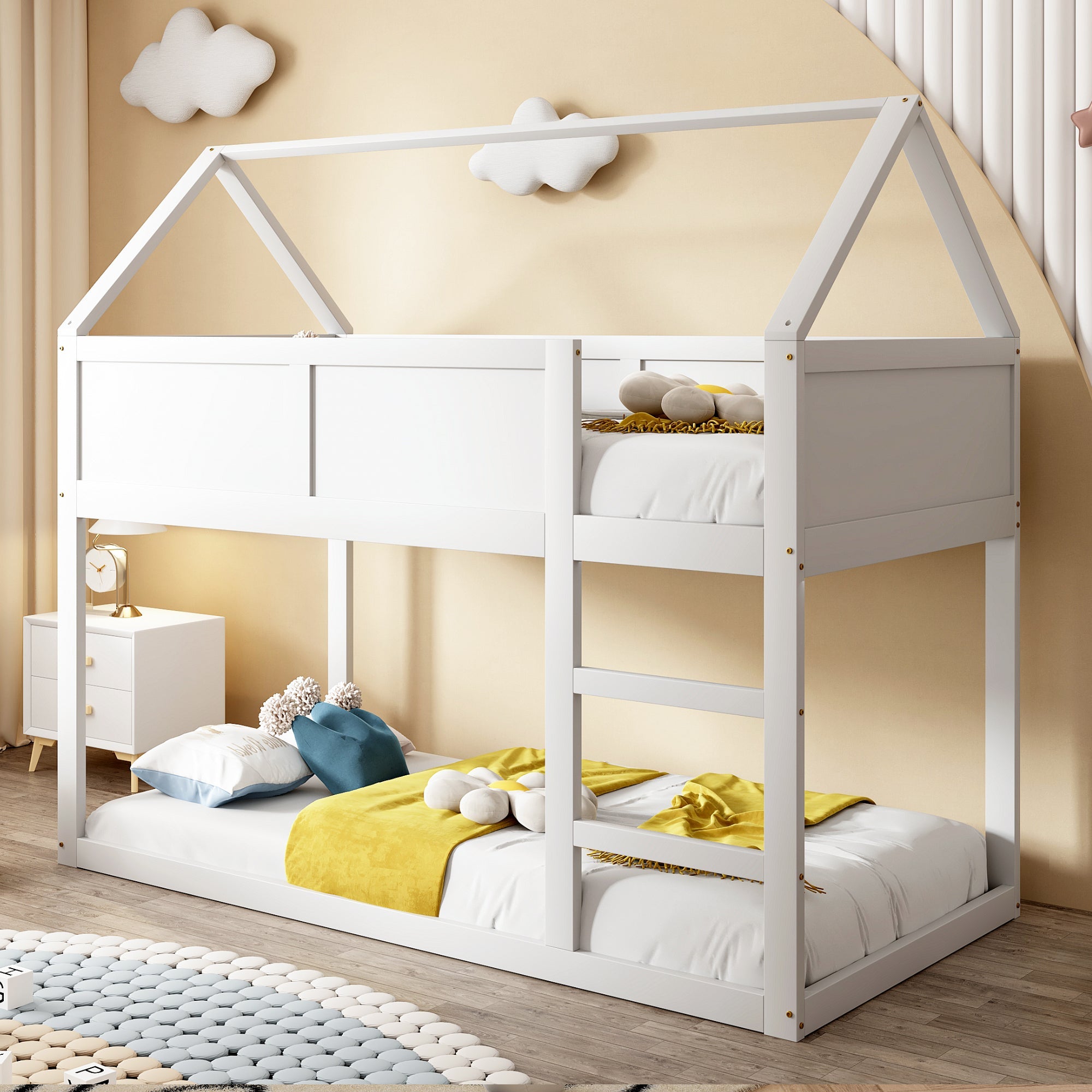 Logidon stapelbed kinderbed 90x200 cm wit met massief houten trap