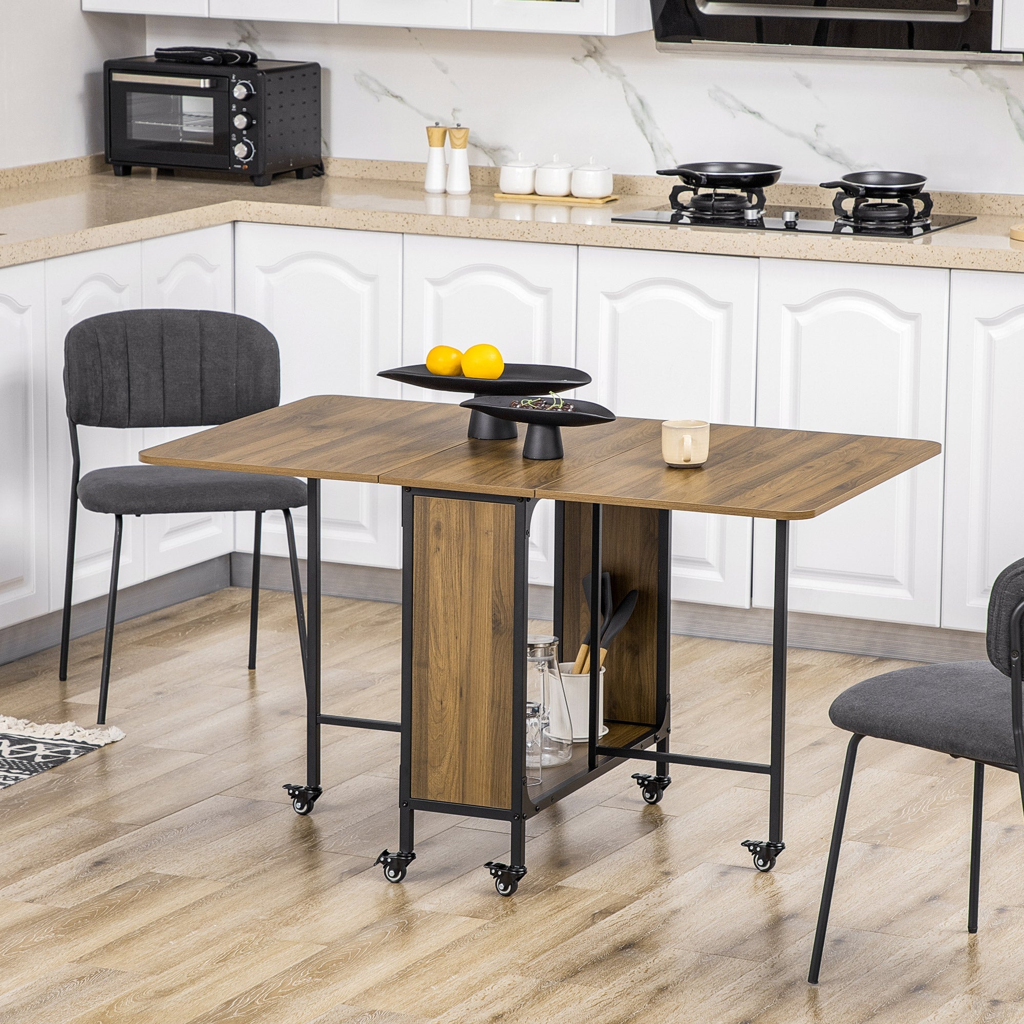Logidon opklapbare eettafel mobiel voor 6 personen 130x80 cm lichtbruin