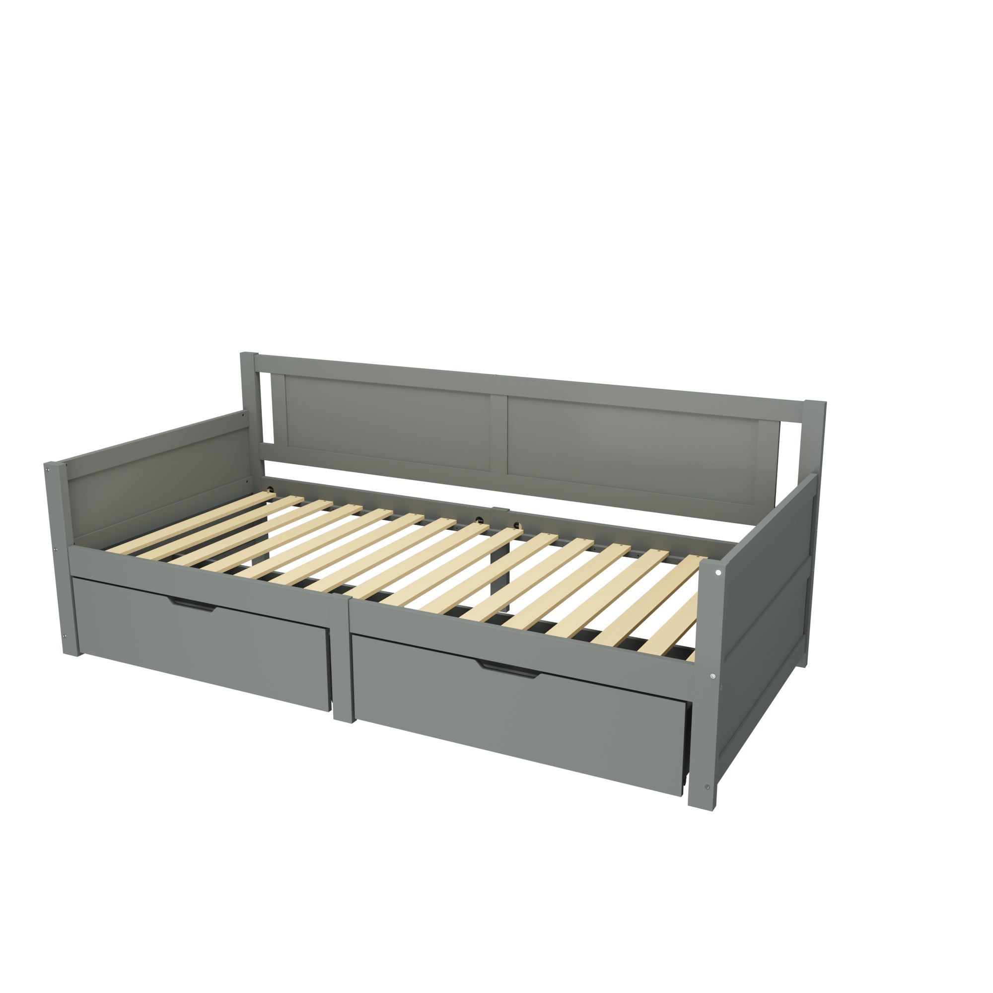 Logidon Sofa Bed 90x200 Gray With Two Storage Compartments Solid Wood Frame