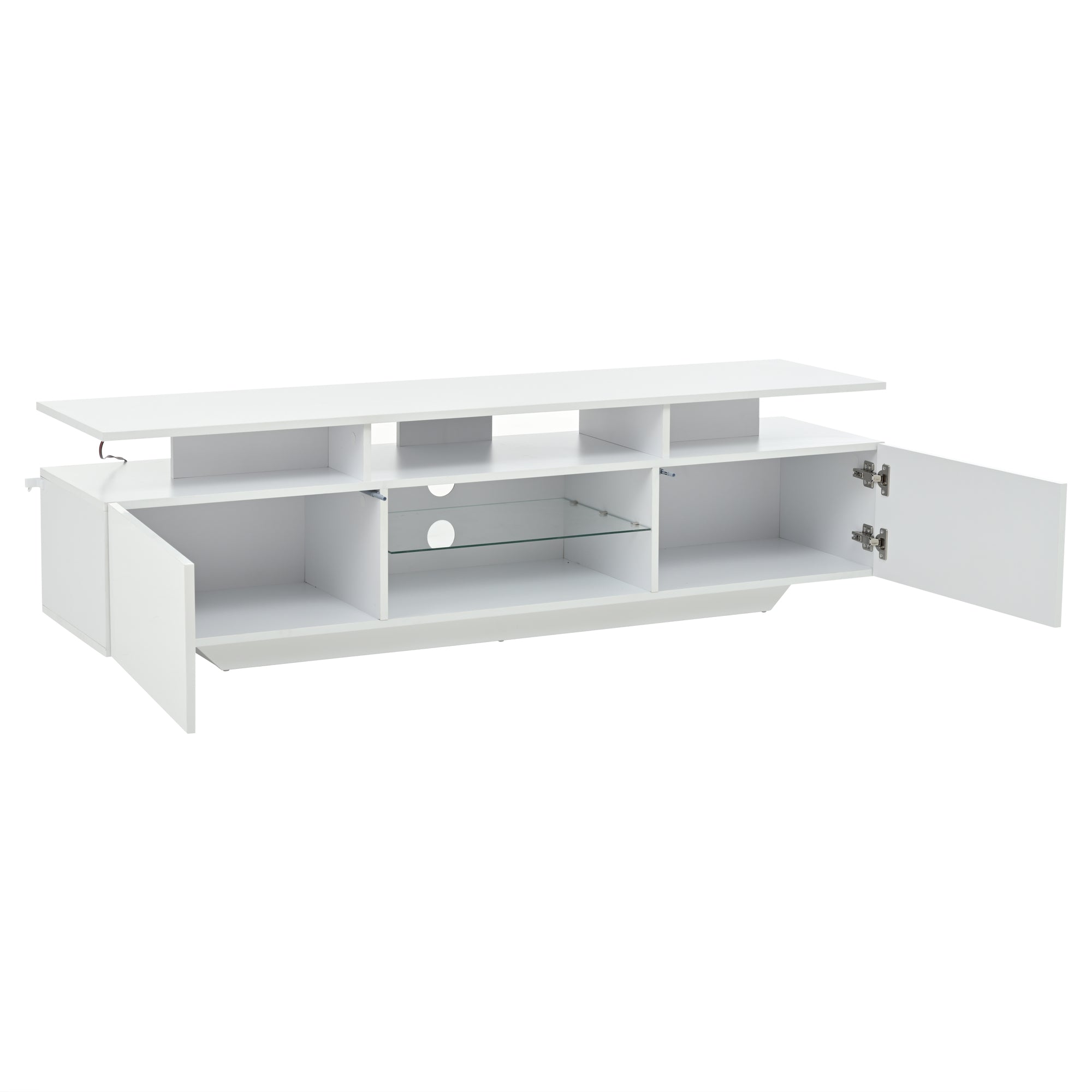 Logidon TV-meubel hoogglans wit 160 x 40 x 45 cm met LED lichtstrip glasplanken
