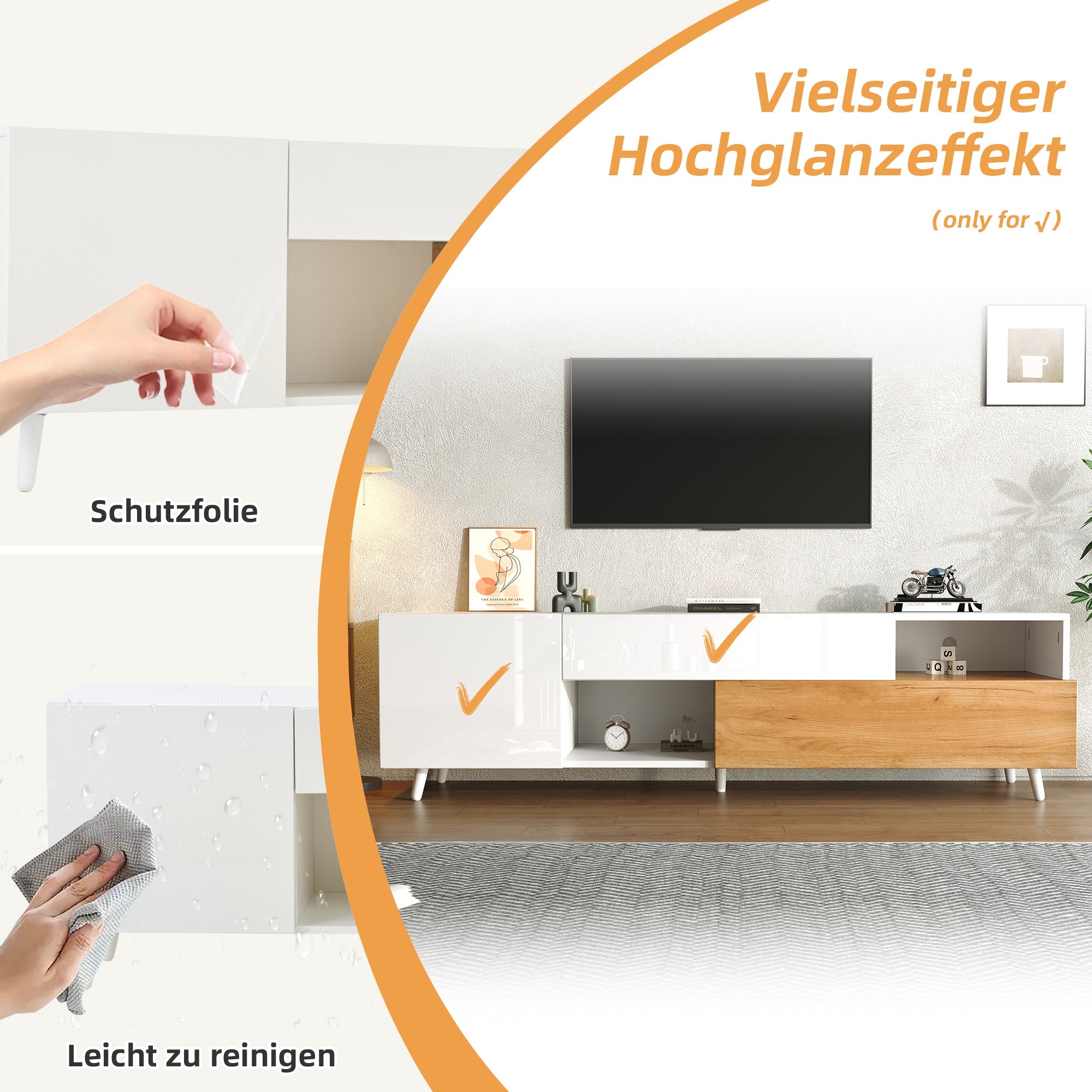 Logidon TV-meubel 180x38x50 cm witte houtlook deur en lade