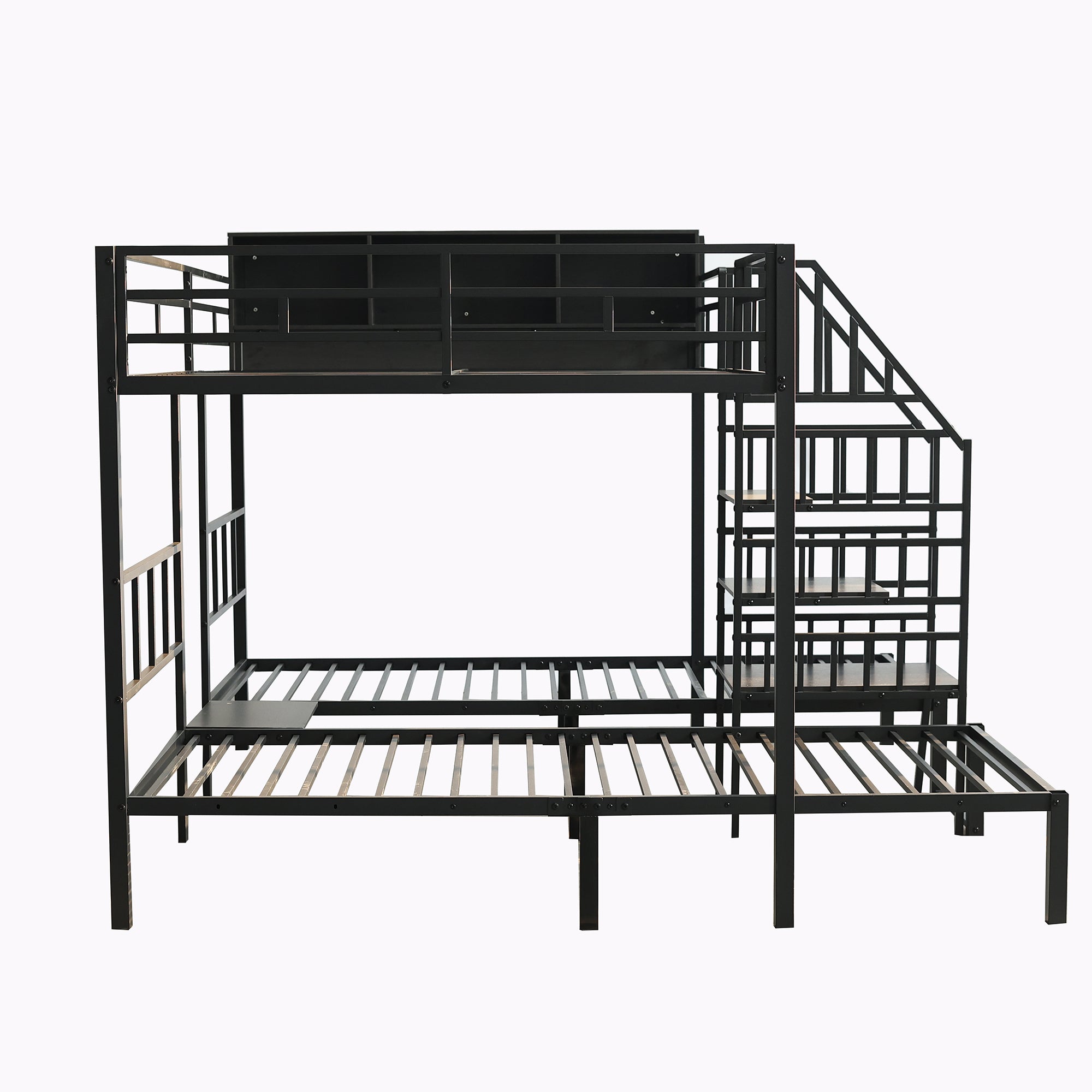 Logidon stapelbed ijzer zwart met drie slaapplaatsen 90x200cm