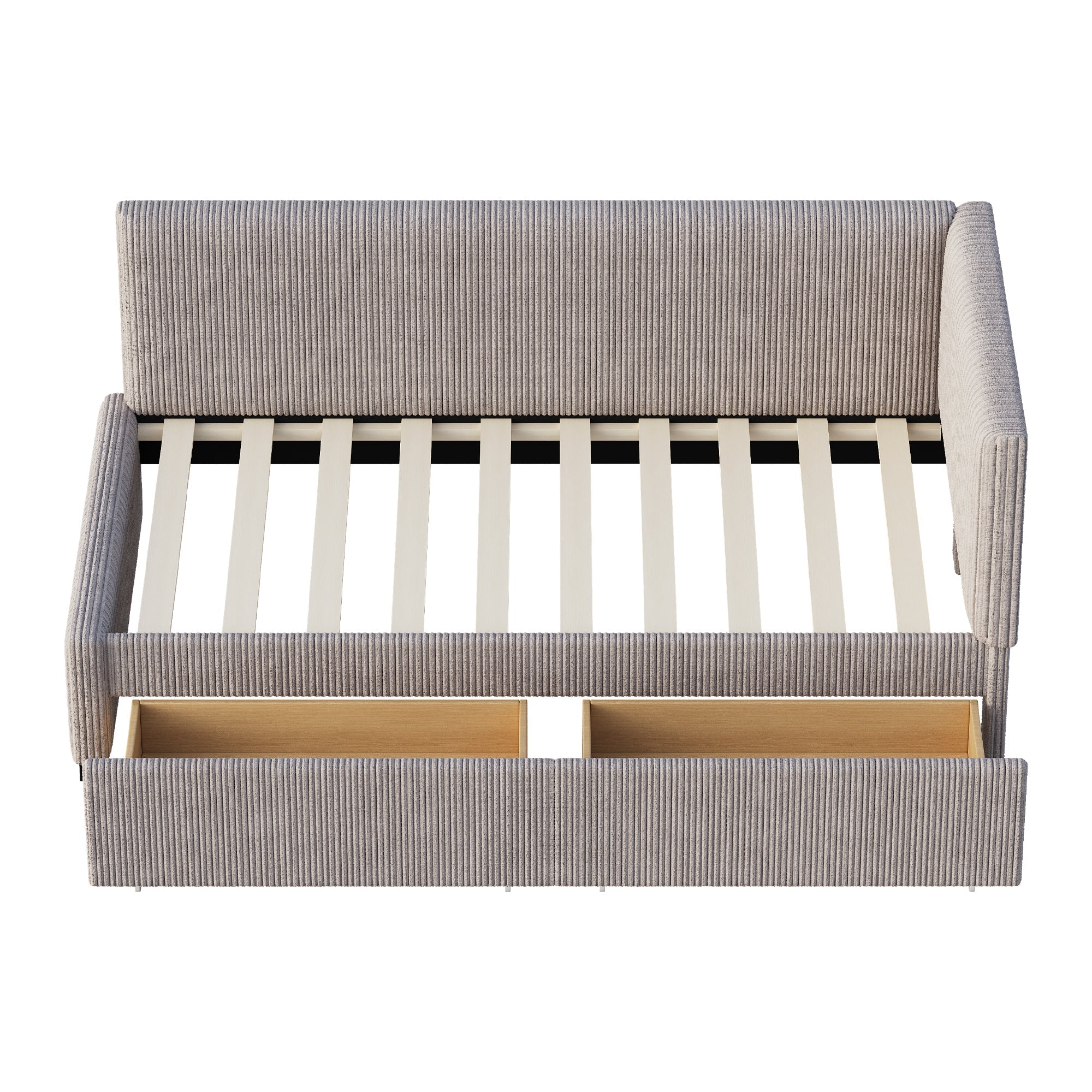 Logidon gestoffeerde slaapbank 90x200 grijs velours met opbergruimte