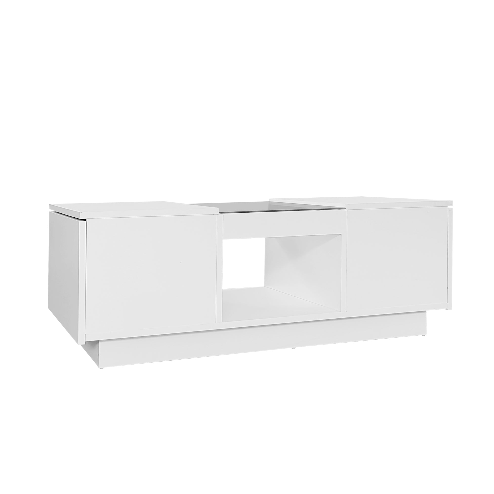 Logidon Witte Salontafel 100x50x35,5 cm Met Glazen Paneel LED