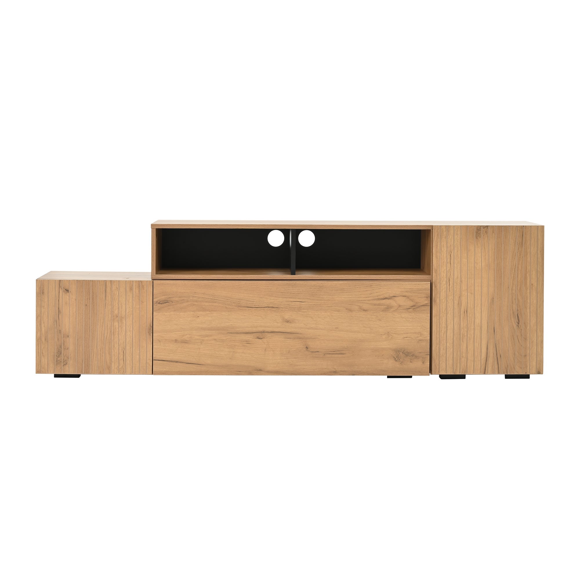 Logidon TV wall unit set display case two parts up to 265 cm oak black
