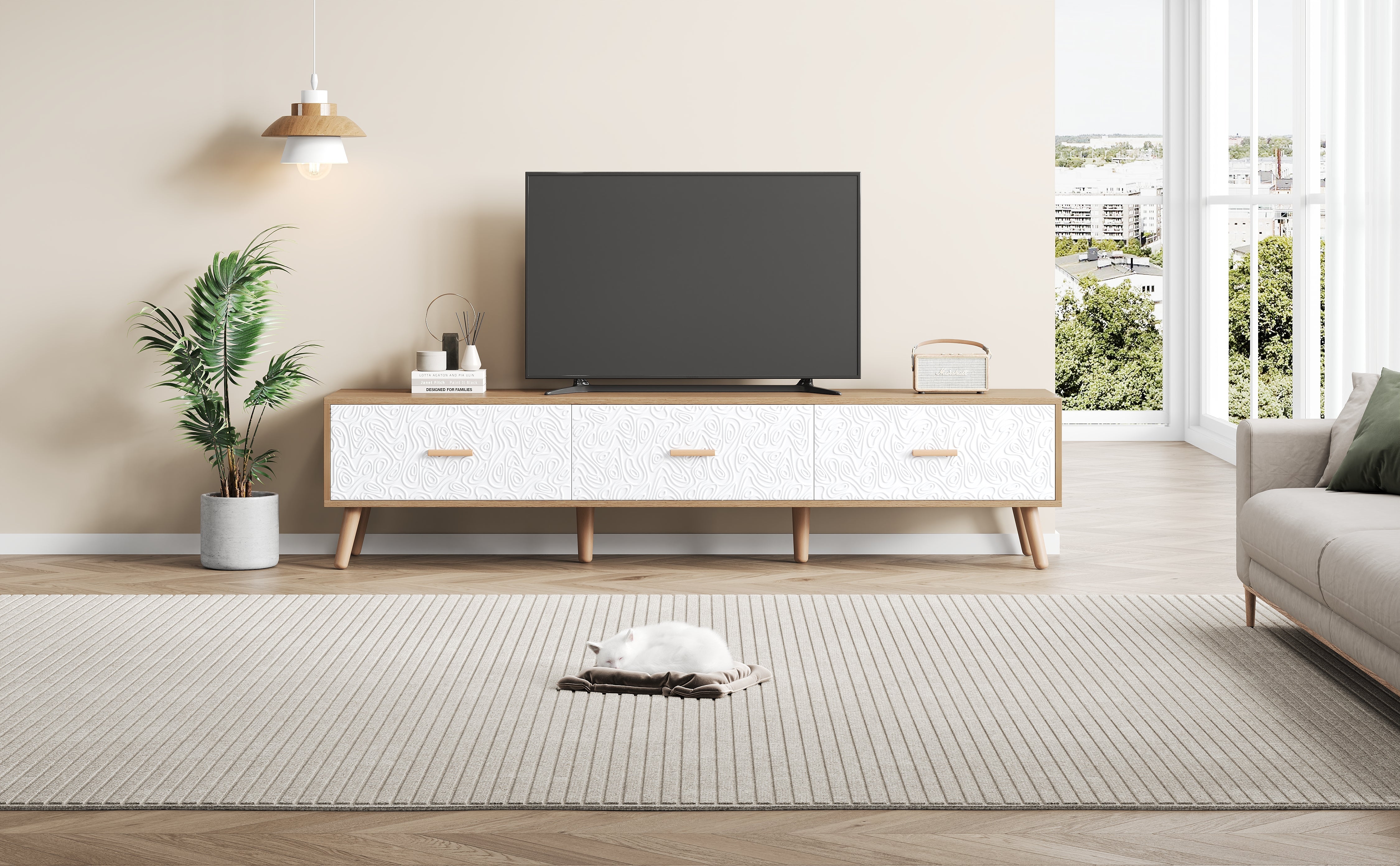 Logidon TV Laag Paneel Vintage Hout Wit Deurpaneel 150x39x35 cm