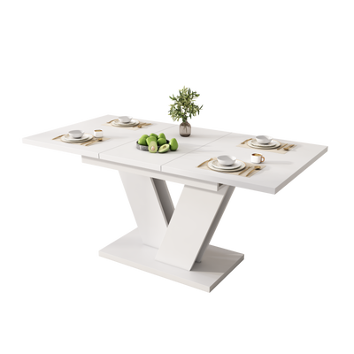 Logidon Uitschuifbare eettafel Wit MDF 160 80 Verdikt blad