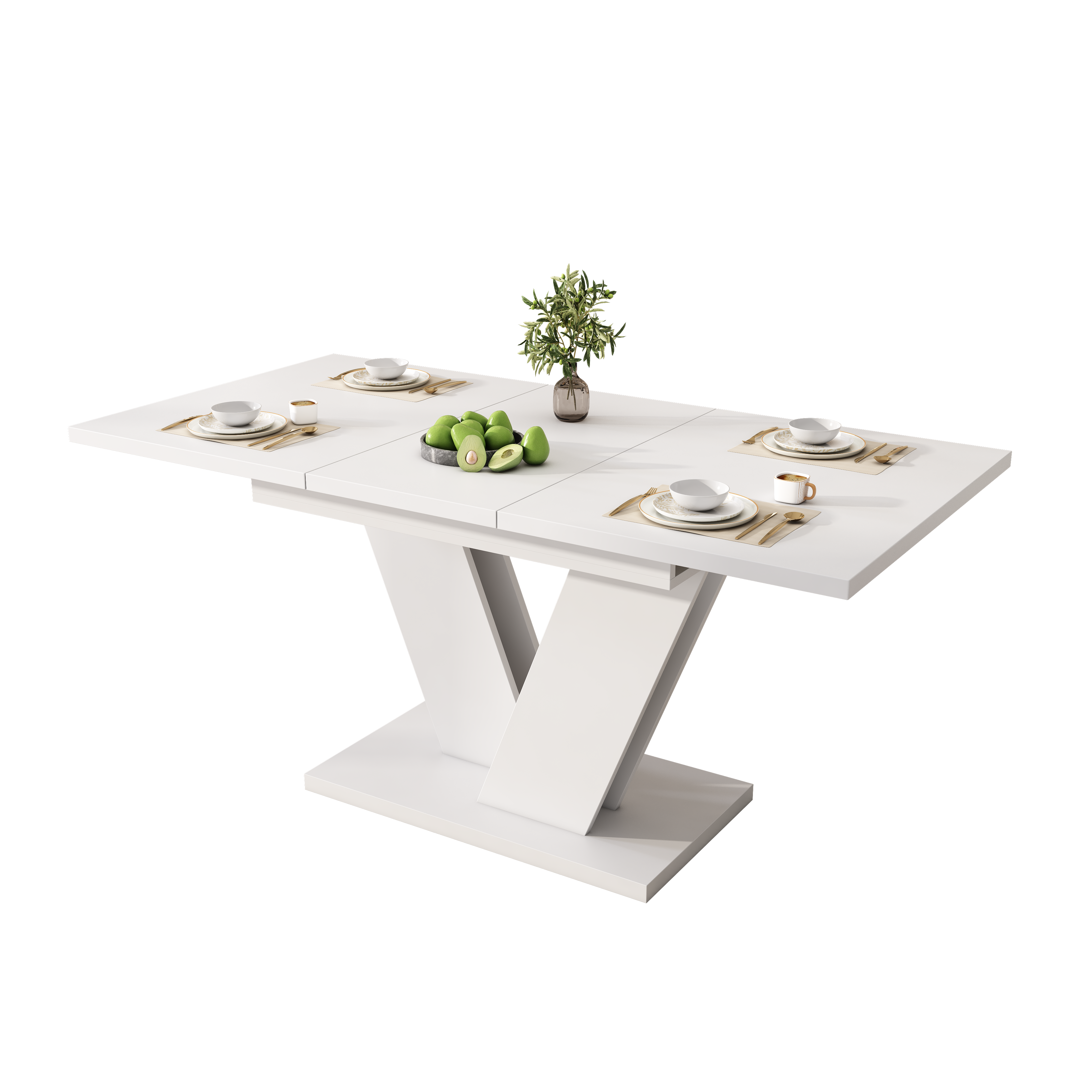 Logidon Uitschuifbare eettafel Wit MDF 160 80 Verdikt blad