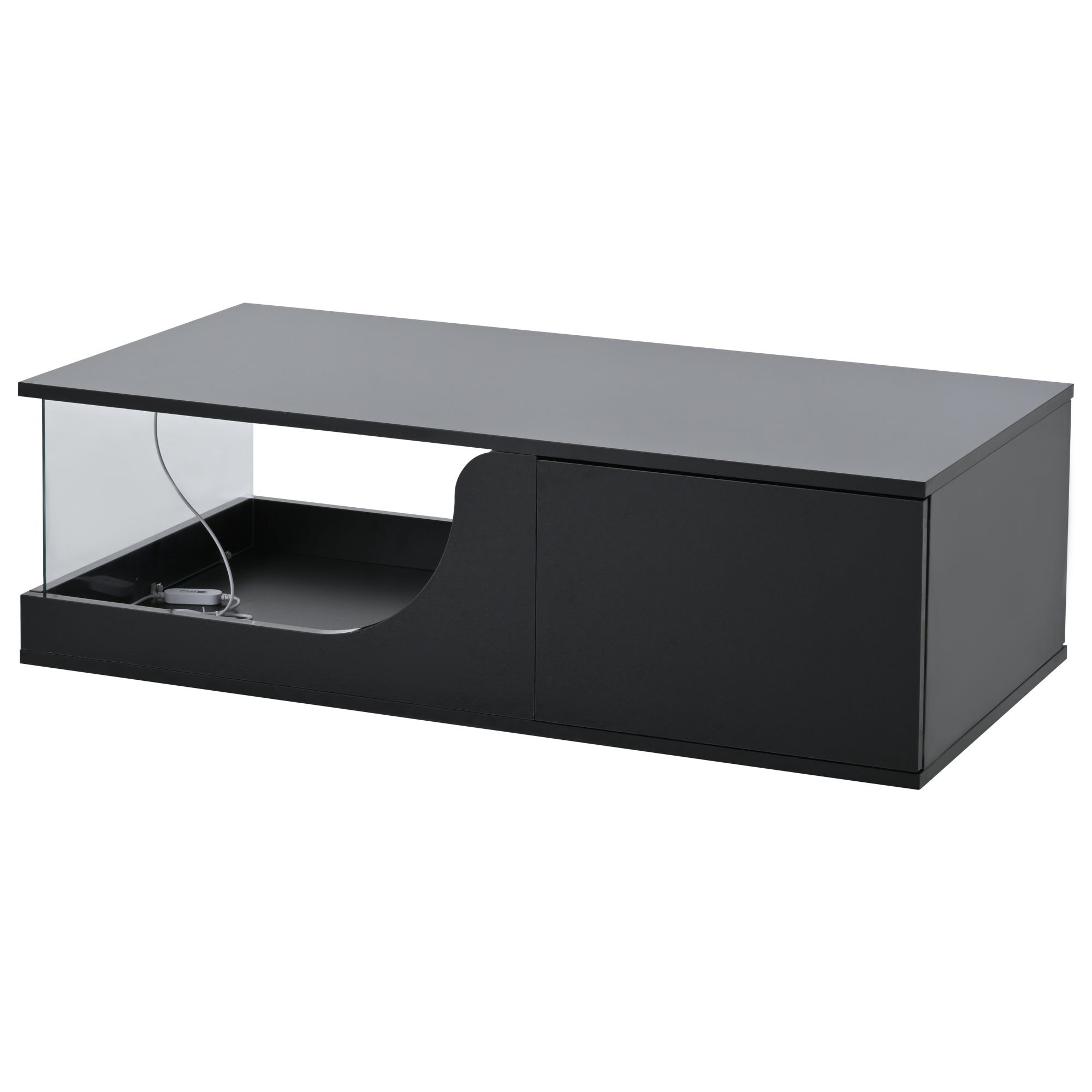 Logidon Zwarte hoogglans salontafel 100x50x30 cm LED-verlichting