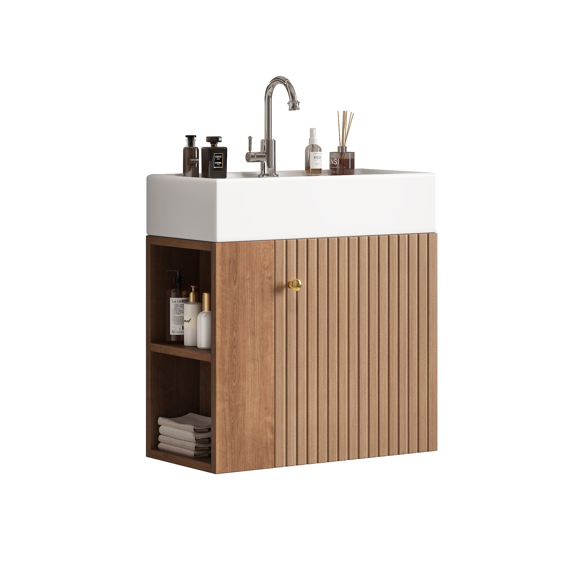 Logidon Badkamermeubel 55 cm met hangende onderkast bruin
