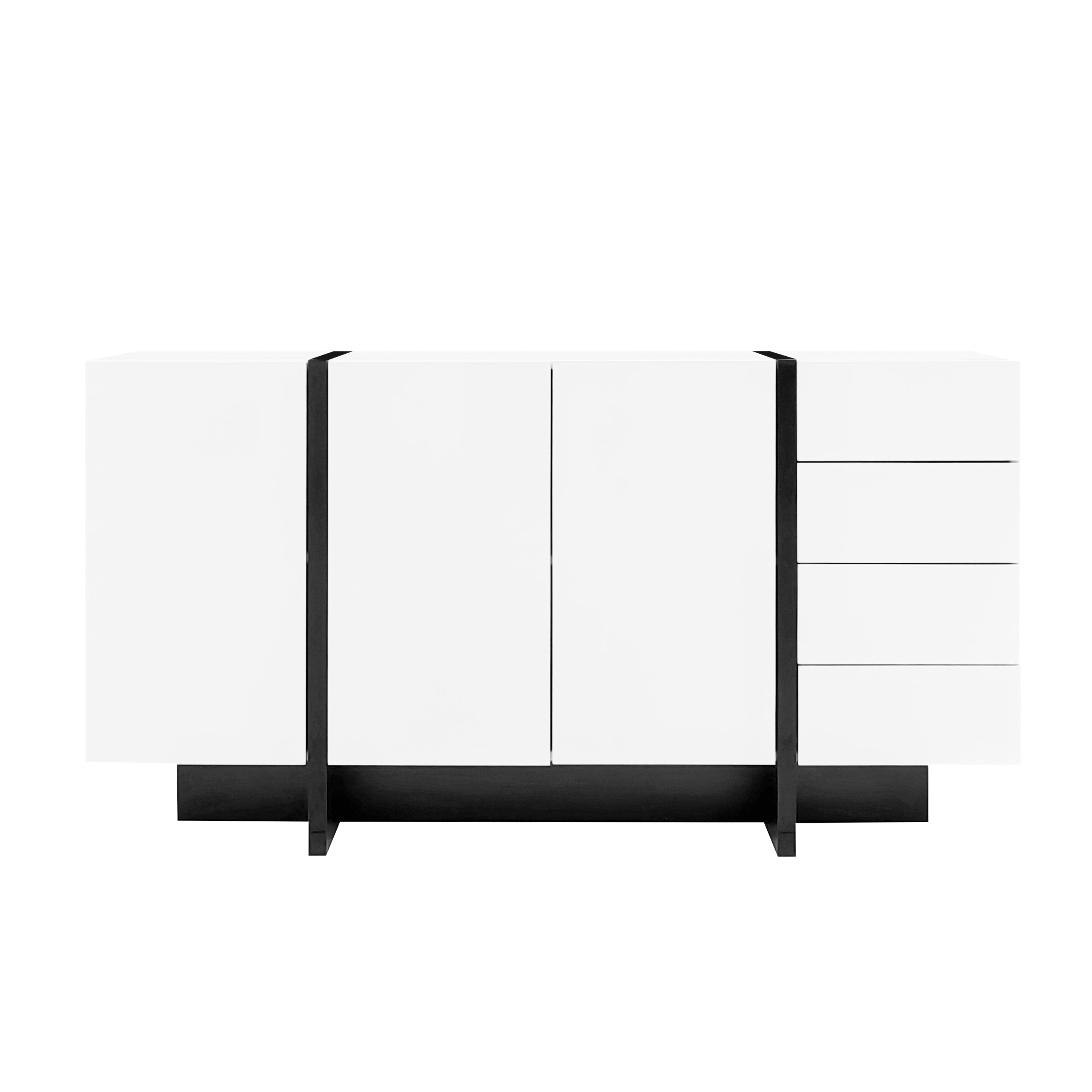 Logidon wit hoogglans dressoir 150x40x80,5 2 deuren 4 lades
