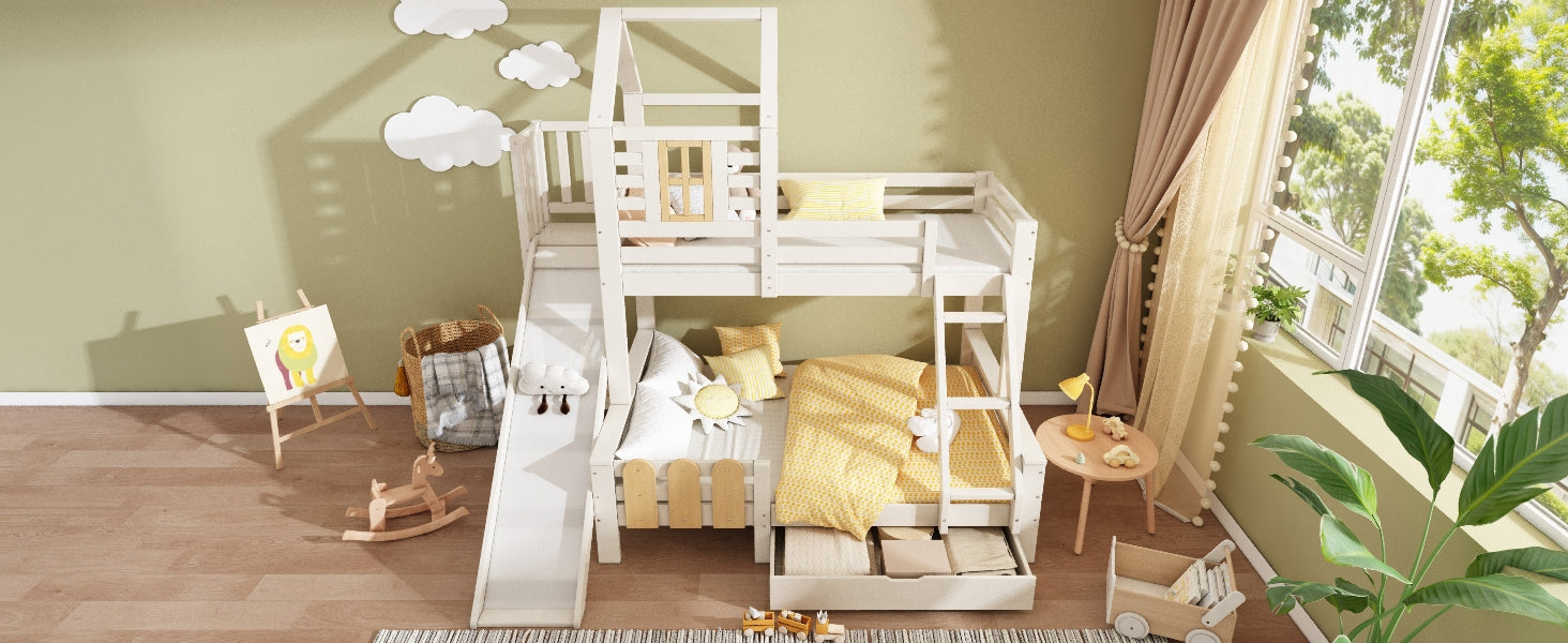 Logidon stapelbed 90x200/140x200 schuiflaadladder blokhut design