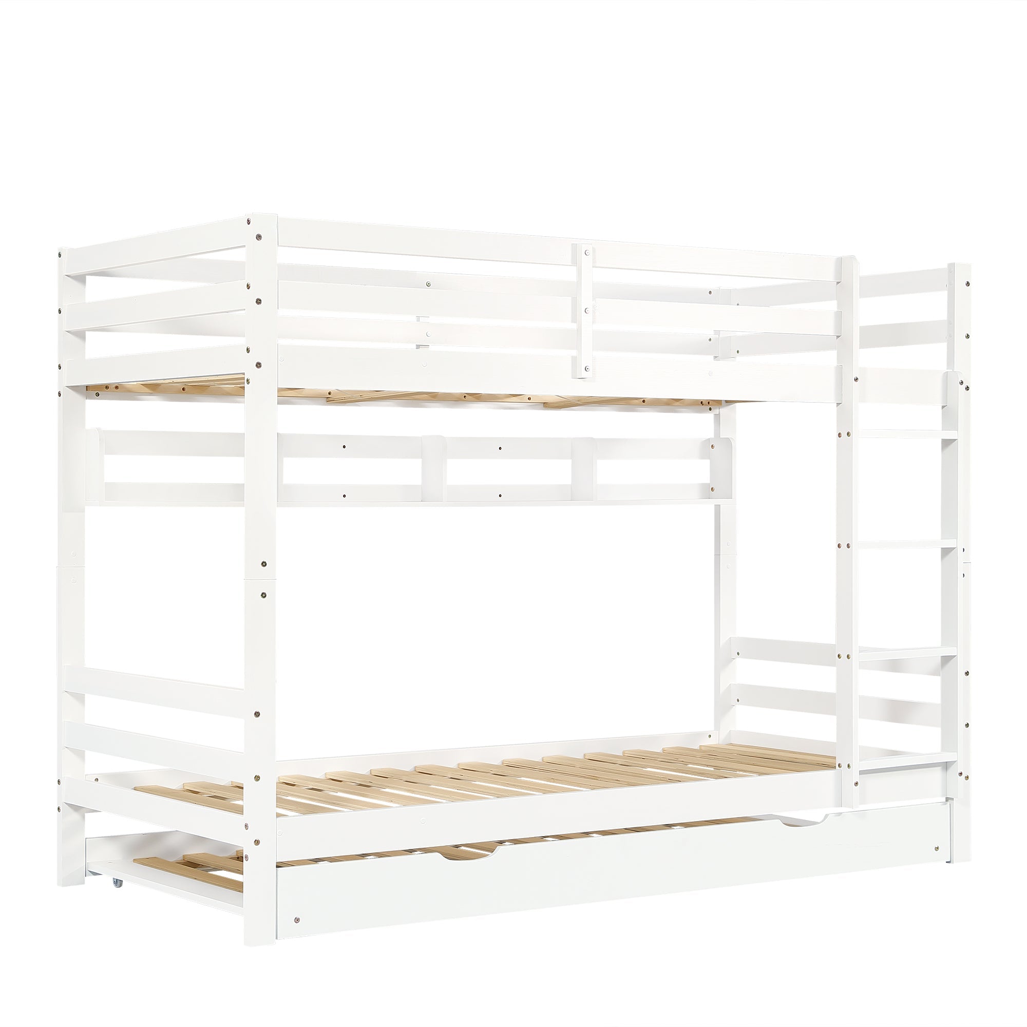 Logidon Kinderstapelbed 90x200cm Uitschuifbed op wielen Wit