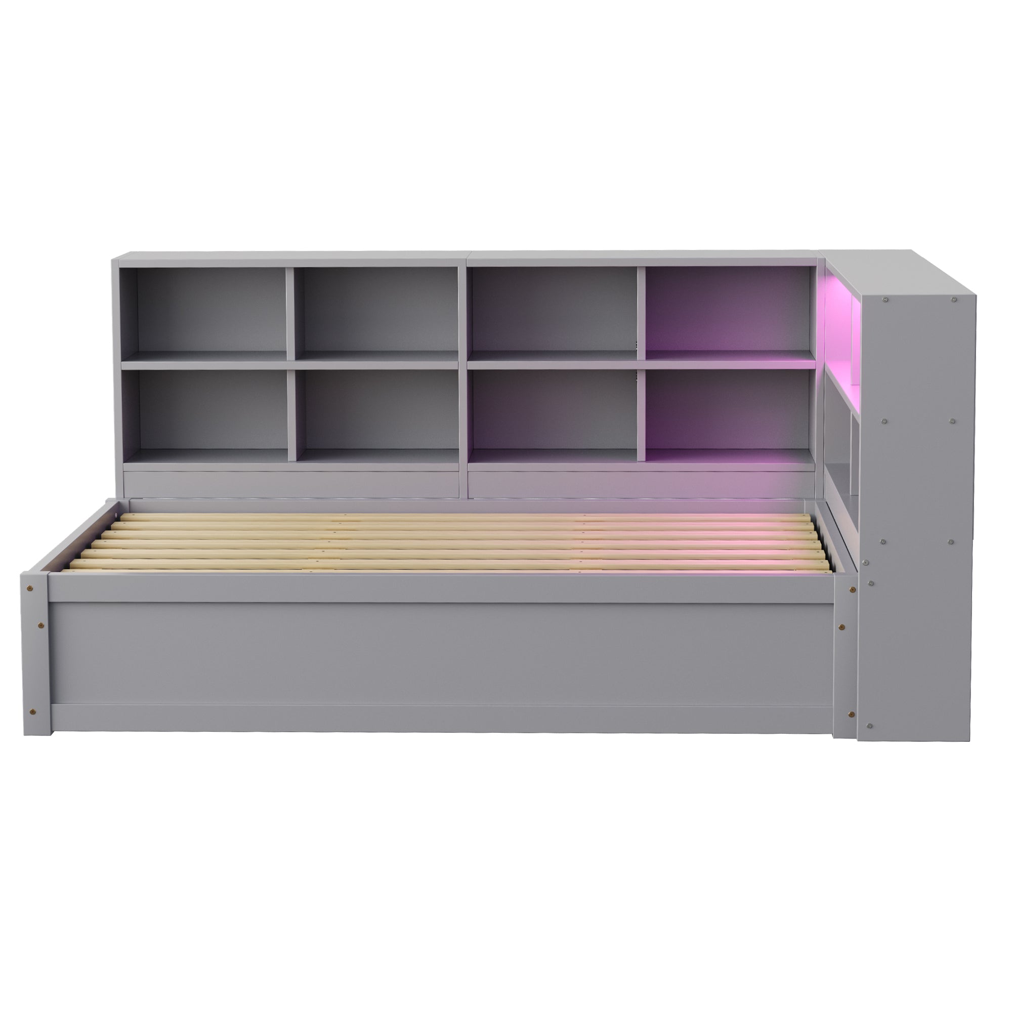 Logidon slaapbank 90x200 grijs met meerdere stopcontacten en opbergvakken