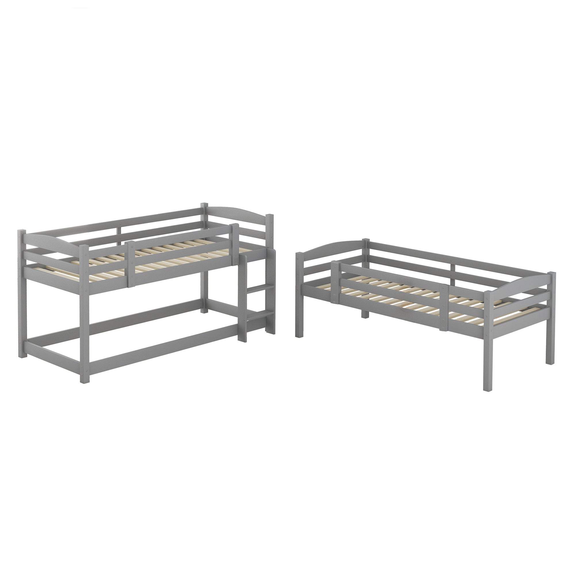 Logidon stapelbed 90x200 grijs hout driepersoonsbed kinderen