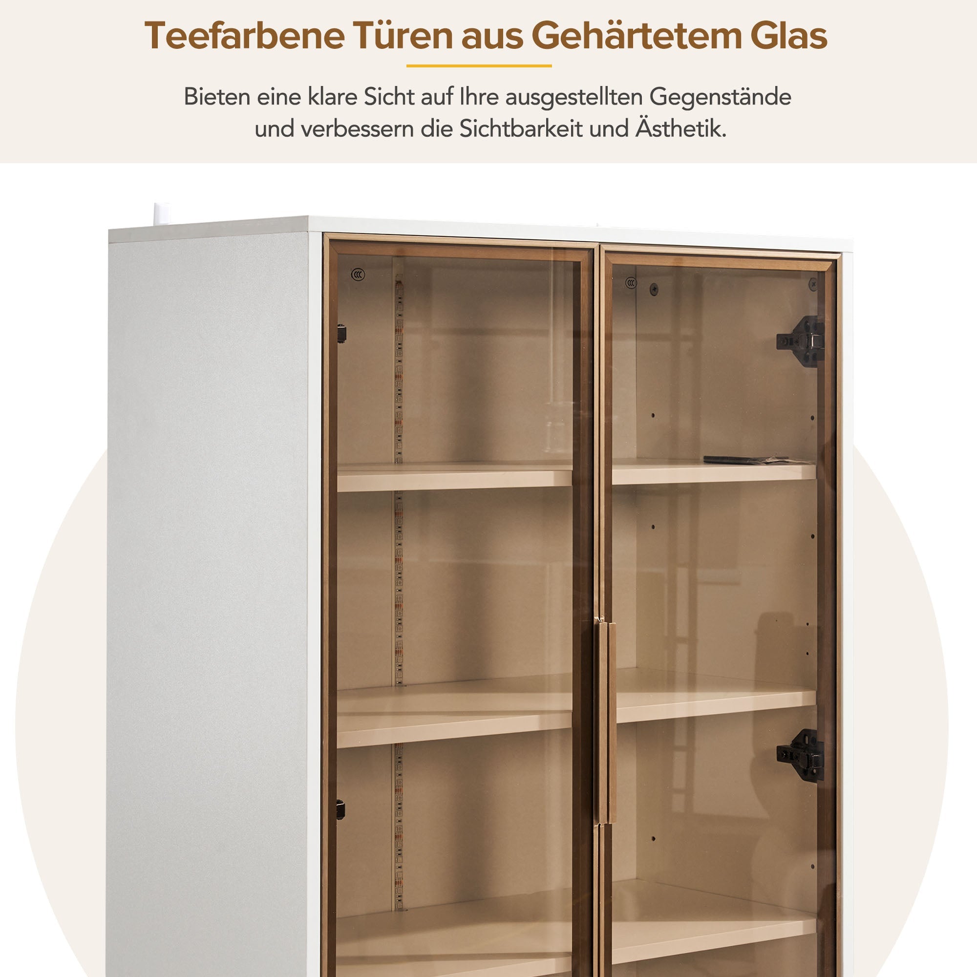 Logidon Elegant White Glass Display Cabinet 70x35x150 cm Teal Glass Doors