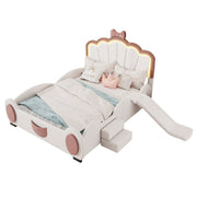 Logidon 90x200 cm Butterfly Bed With LED Color Changing Pink White