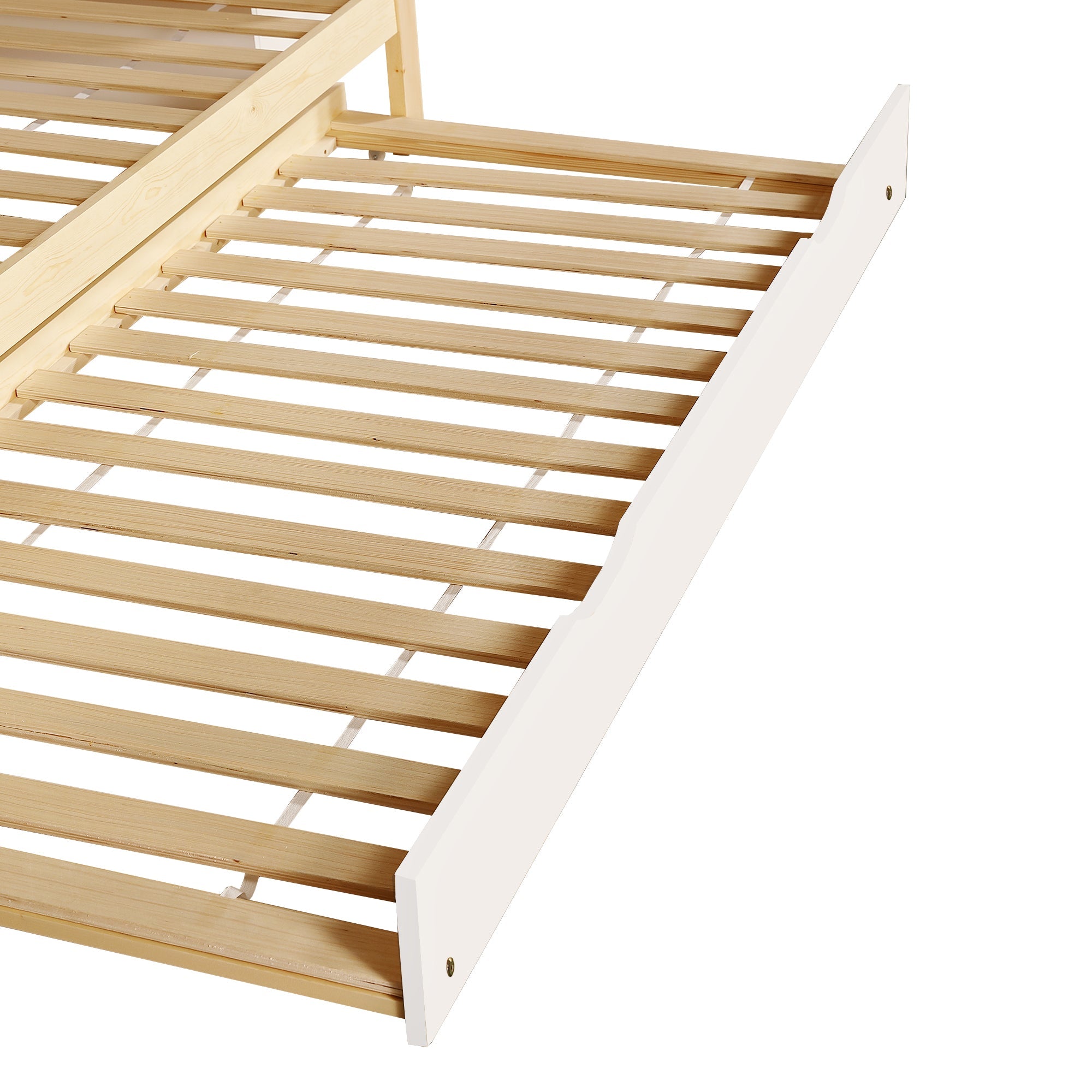 Logidon stapelbed naturel raster hoektrap onderschuifbed 90x200 120x200
