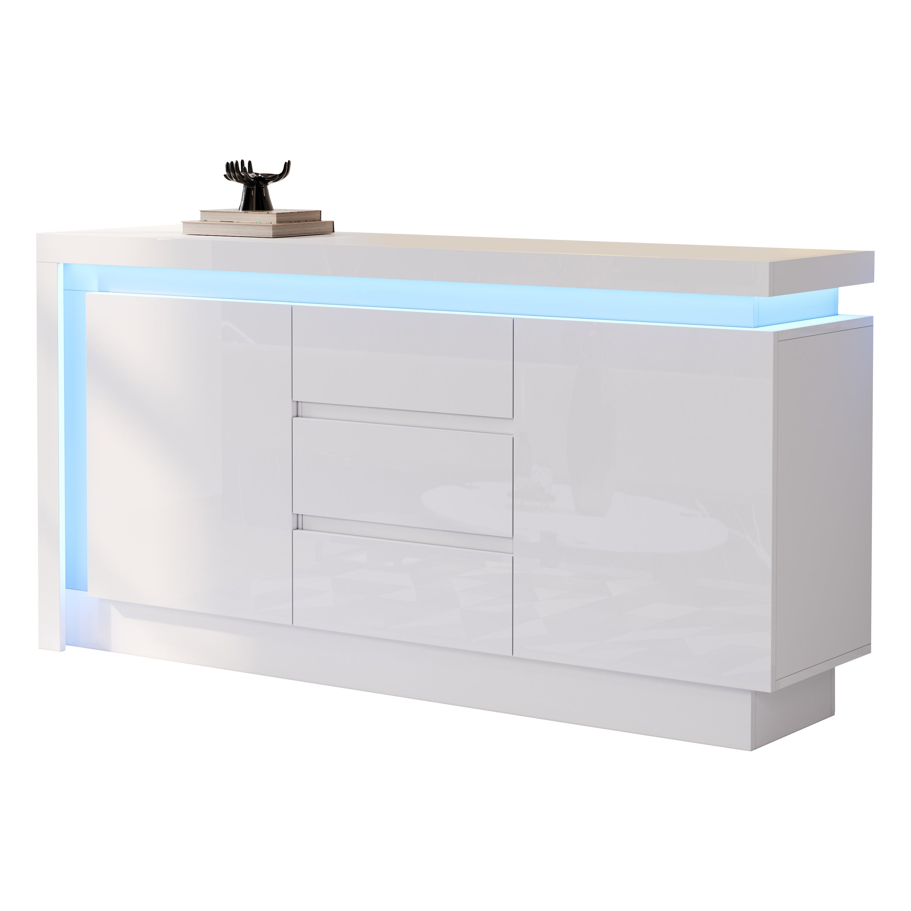 Logidon sideboard 140x35x72 cm white high gloss with LED