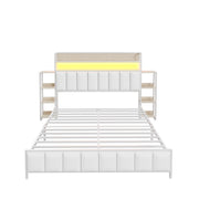 Logidon gestoffeerd bed 160x200 cm wit kunstleer met LED-verlichting