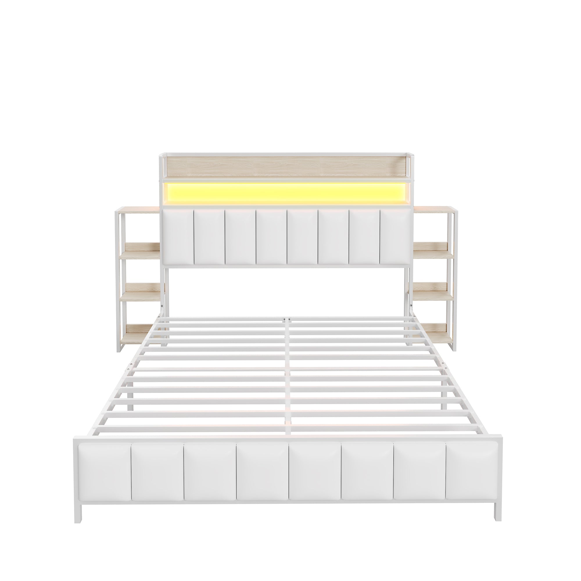 Logidon gestoffeerd bed 160x200 cm wit kunstleer met LED-verlichting
