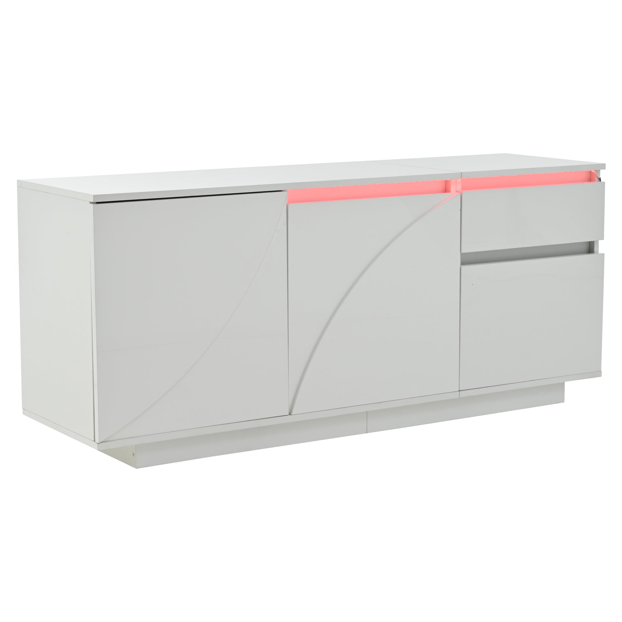 Logidon 140 x 40 x 60 cm hoogglans dressoir wit met LED