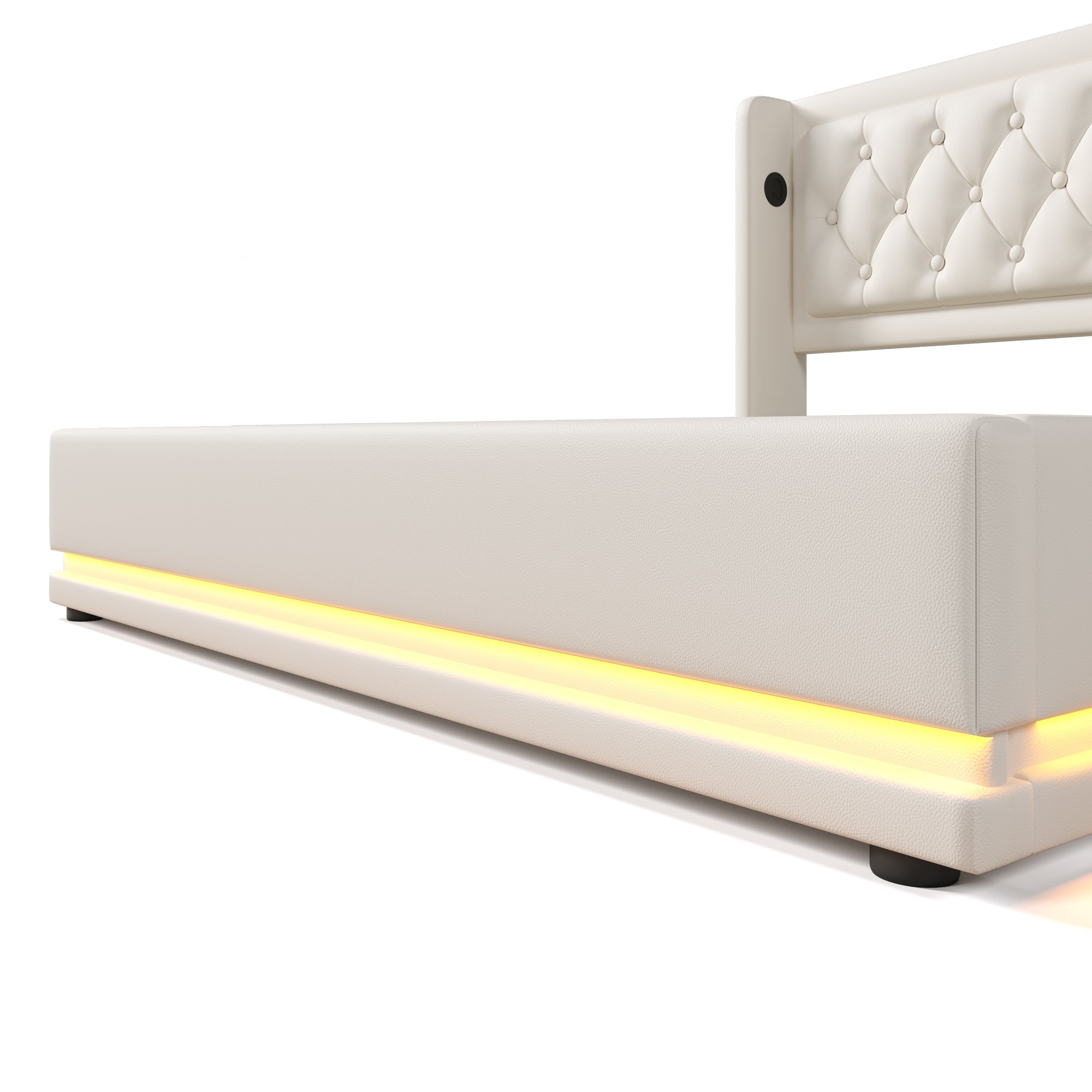 Logidon gestoffeerd bed 180x200 cm wit hydraulische opbergruimte USB C