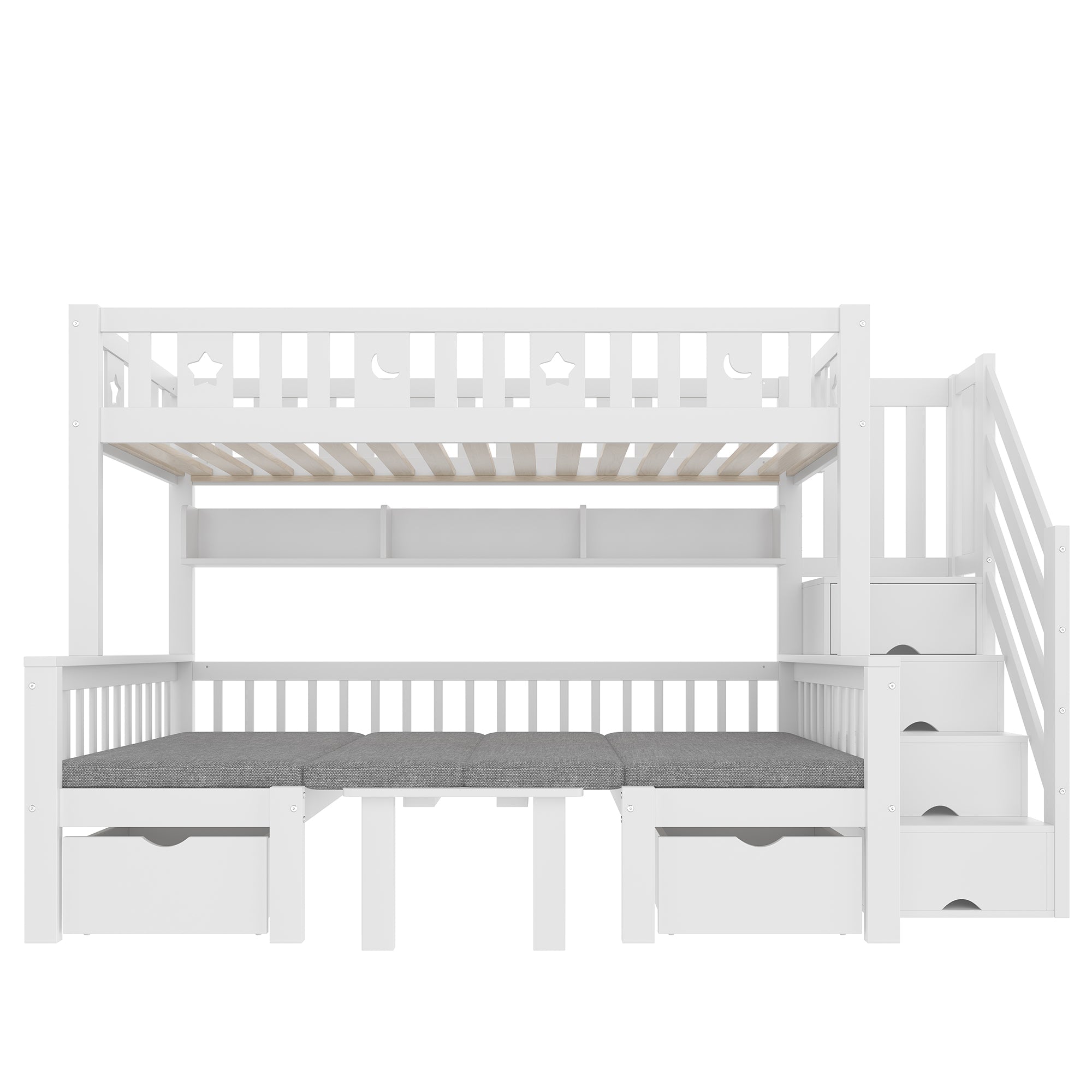 Logidon hoogslaper 90x200 cm wit 2-in-1 bed en bureau