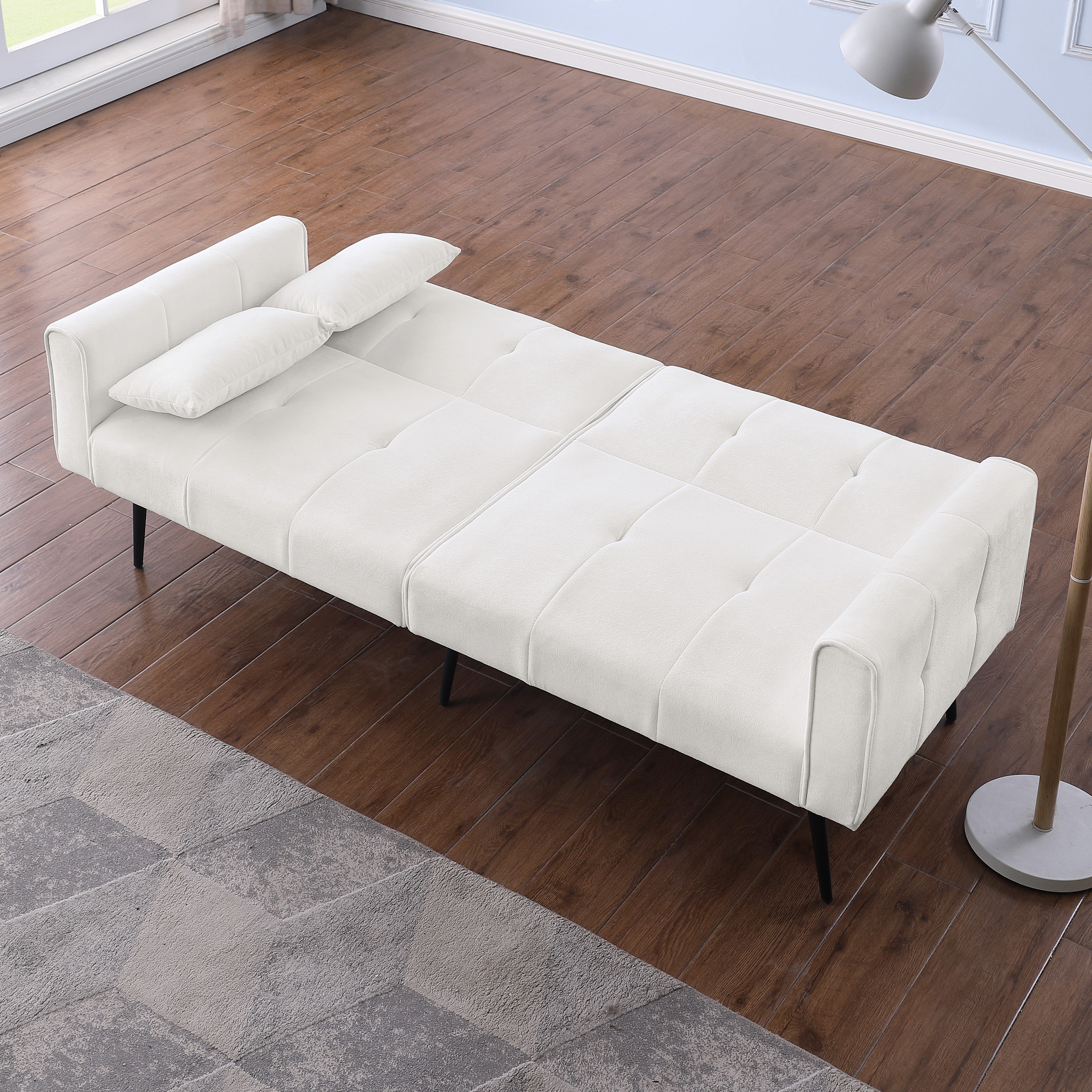 Logidon Futon slaapbank beige stof 175 cm lang 3-zits