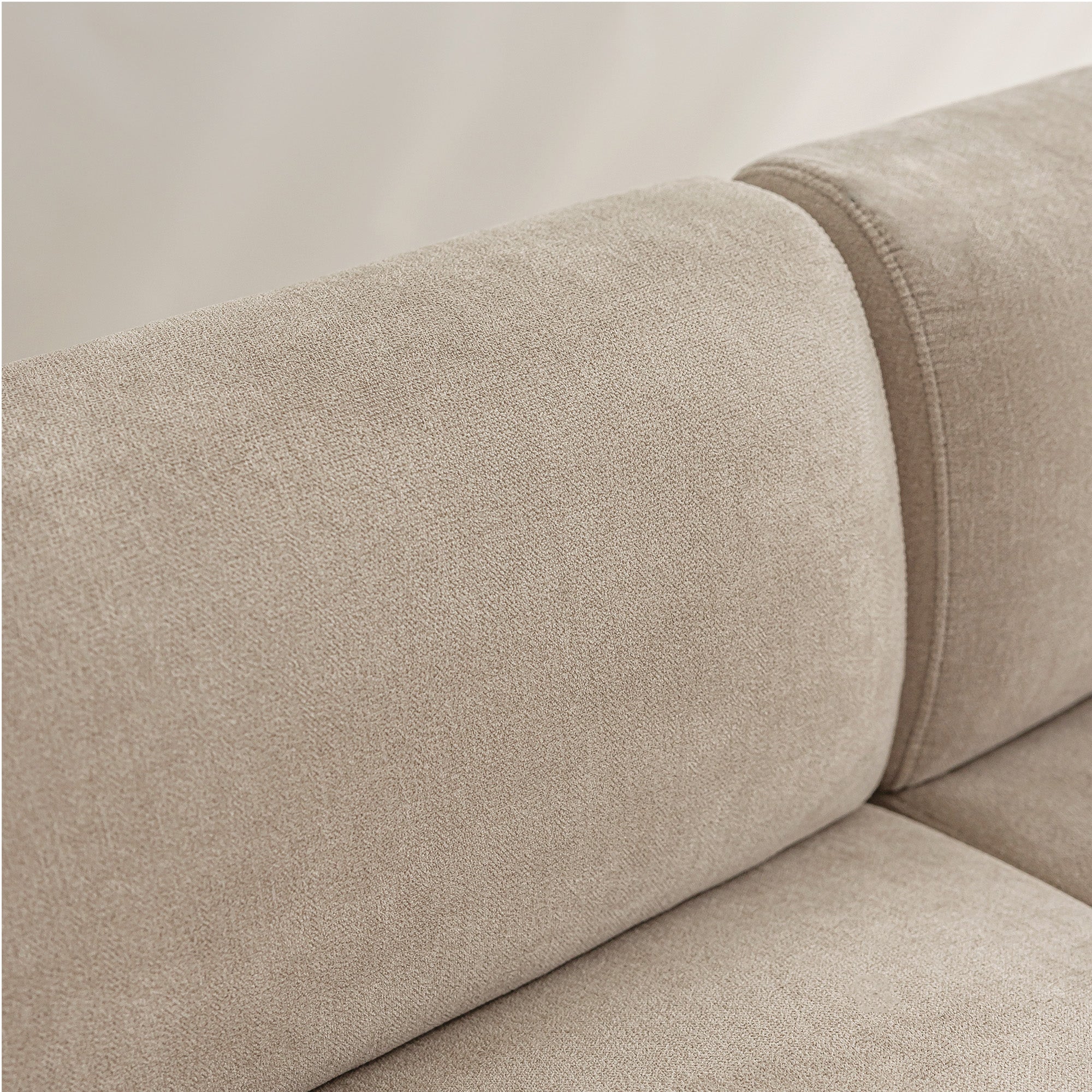 Logidon Regular Sofa Beige Chenille 3 Seater Living Room Sofa