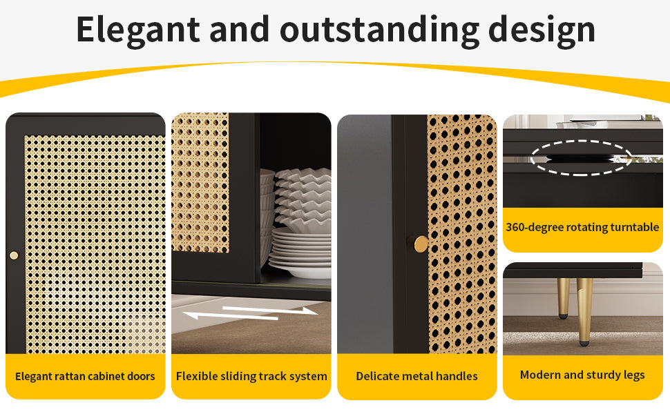 Logidon 360 graden draaibare bartafel met rotan deuropbergruimte zwart