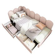 Logidon gestoffeerd bed 90x200 roze fluweel dagbed met lades