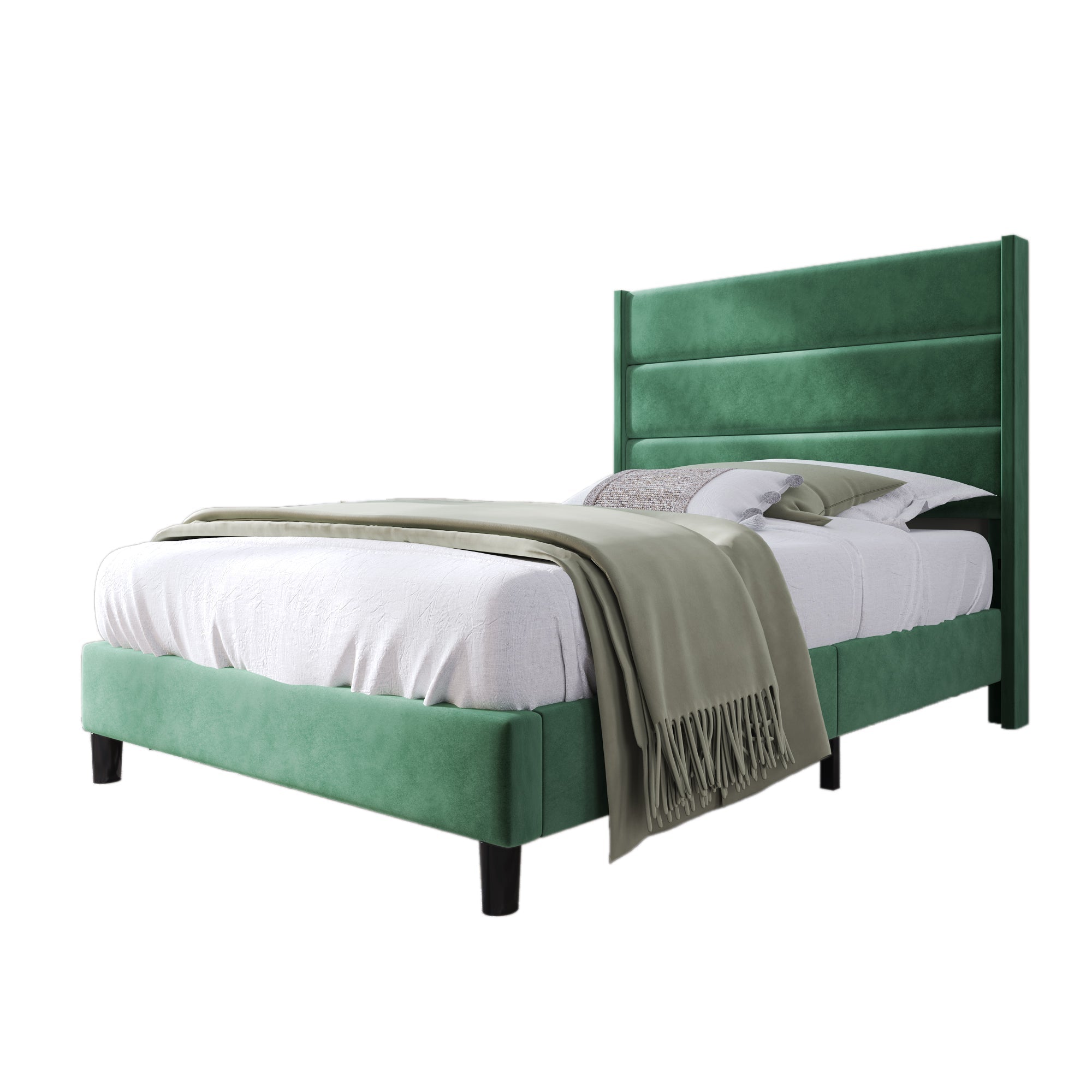 Logidon gestoffeerd bed 90x200 cm donkergroen fluwelen bekleding modern design
