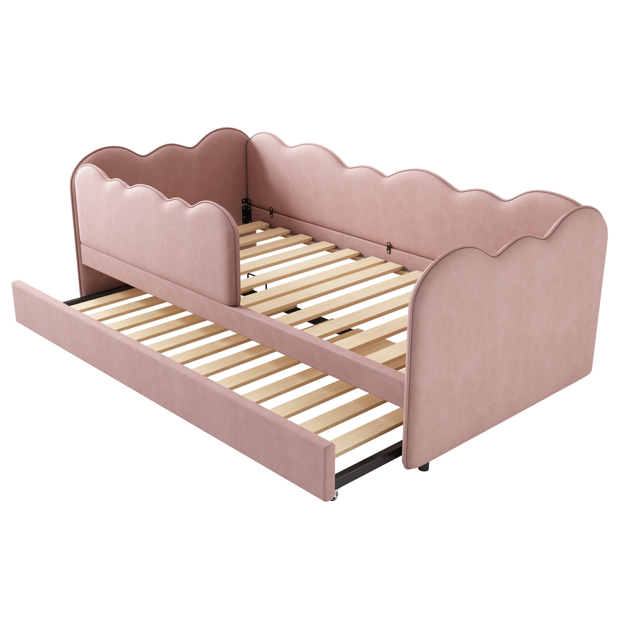 Logidon gestoffeerd dagbed 90x190 roze met uitschuifbaar bed