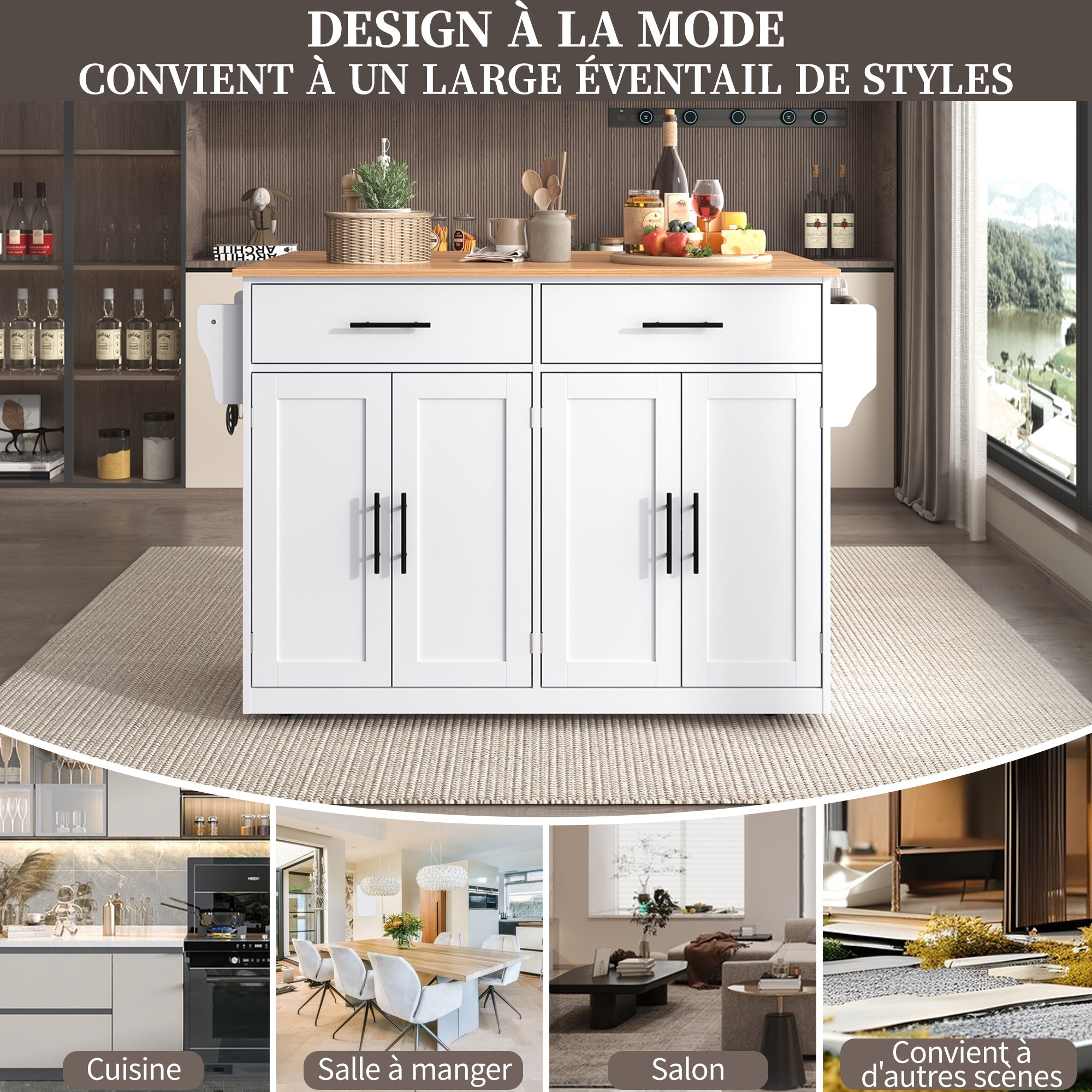 Logidon serving trolley with folding table top white 120x71x91 cm
